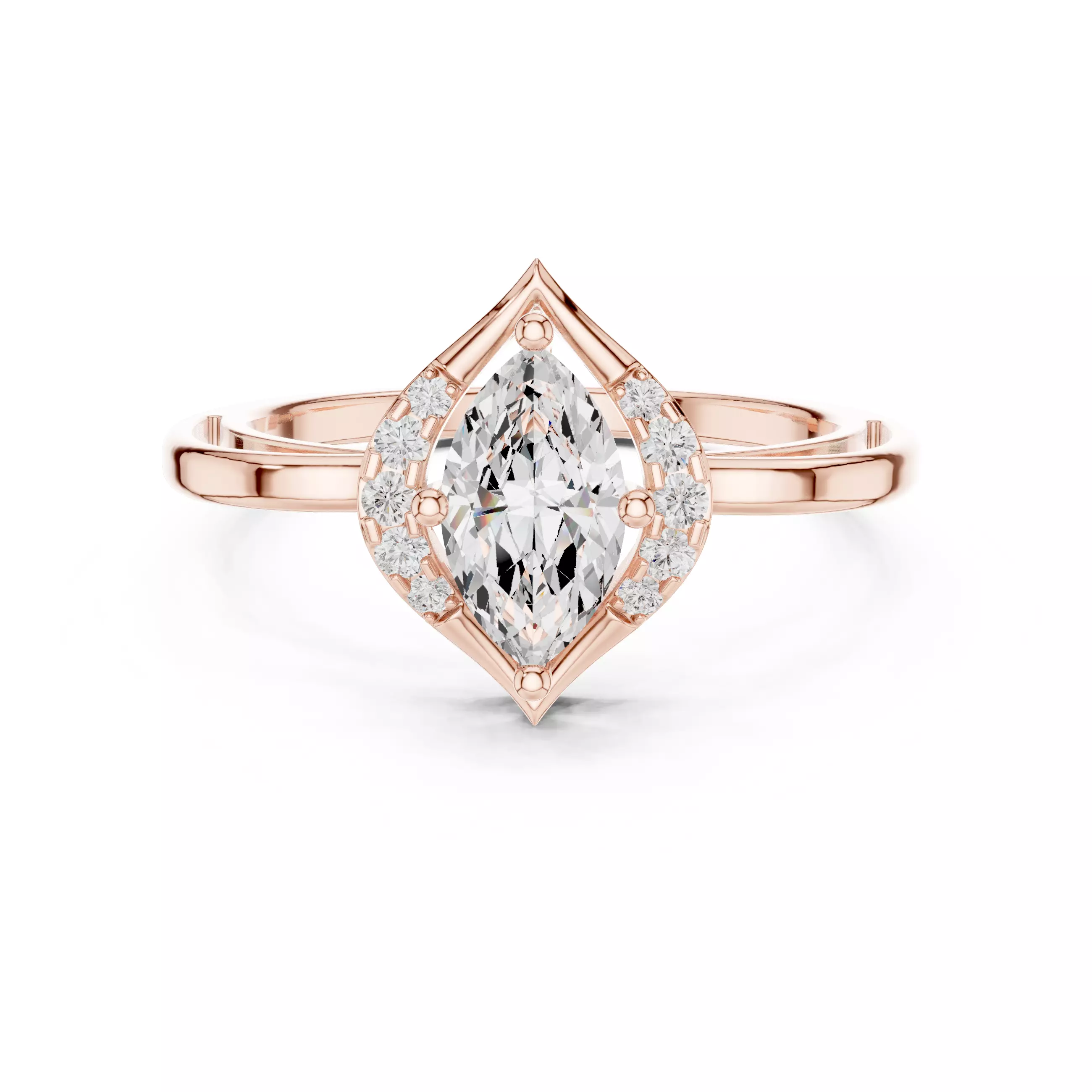 Designer Shank Marquise Diamond Wedding Ring 3DM STL Video 3D print model