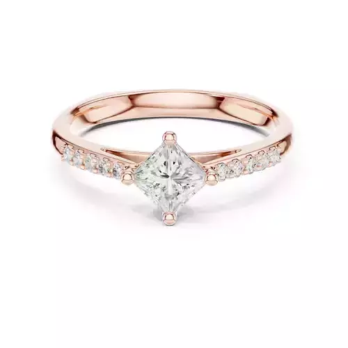 Euro Shank Princess Cut Diamond Wedding Ring 3DM STL Video