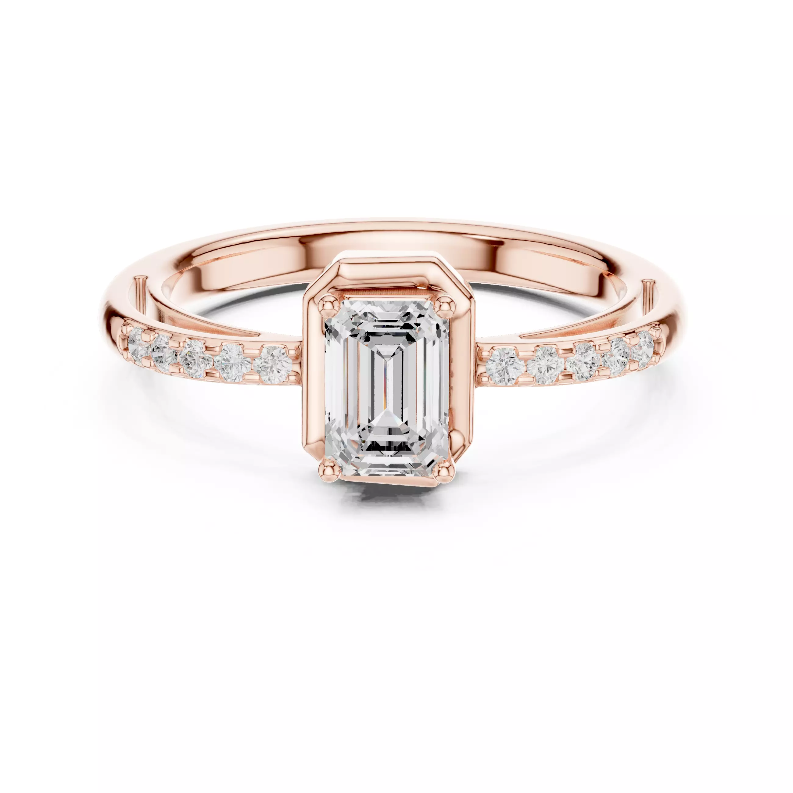 Emerald And Round Pave Diamond Wedding Ring 3DM STL Video 3D print model