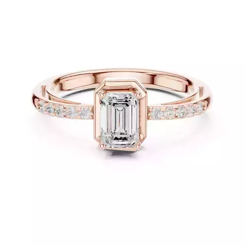 Emerald And Round Pave Diamond Wedding Ring 3DM STL Video