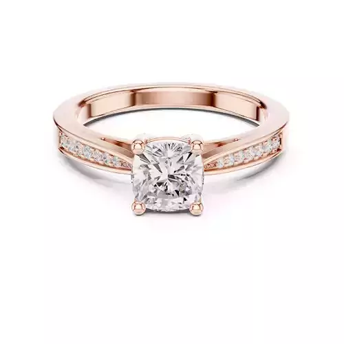 Cushion Cut Diamond Pinched Shank Wedding Ring 3DM STL Video