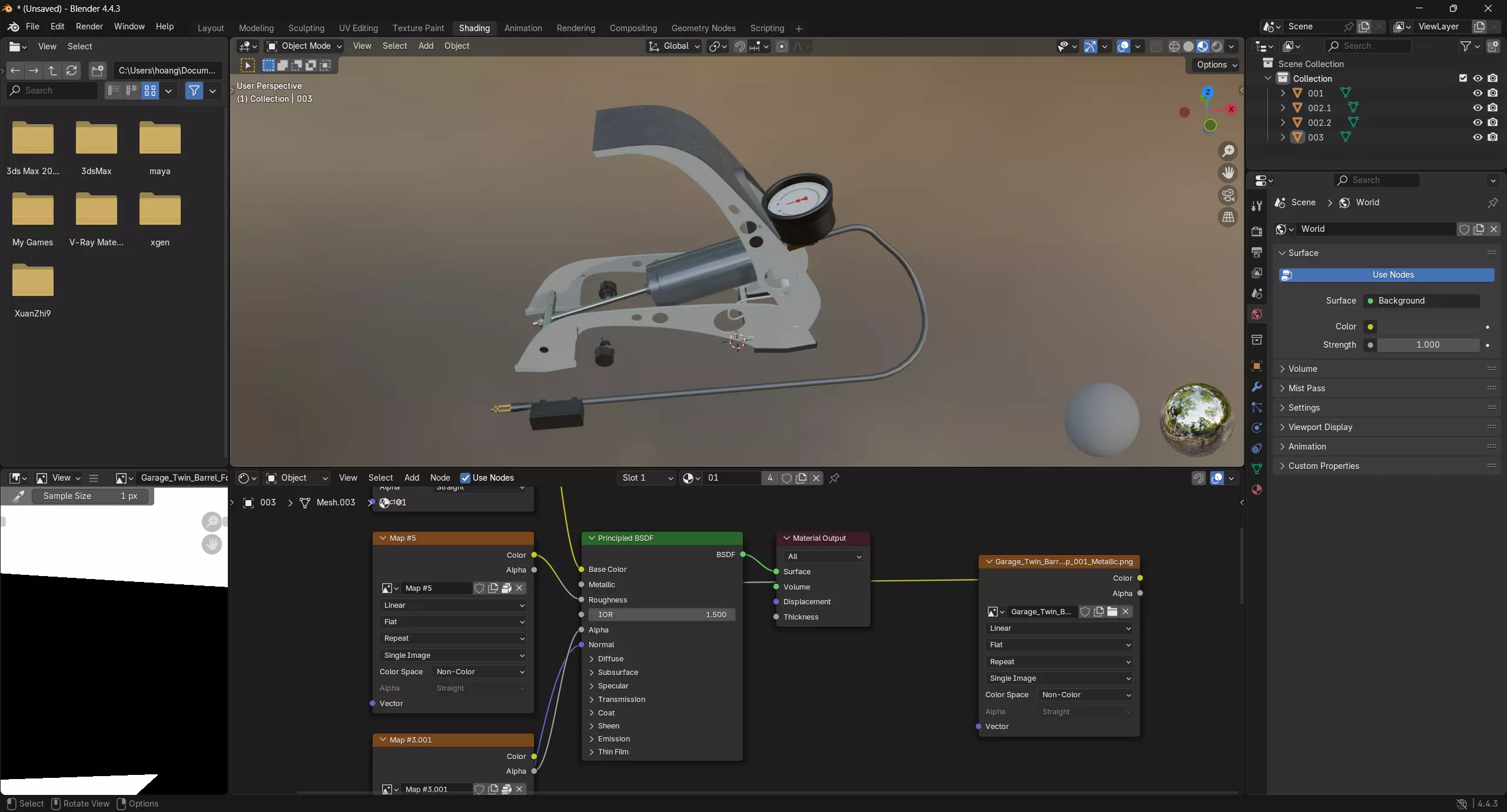 Garage Twin Barrel Foot Pump 3D model_12