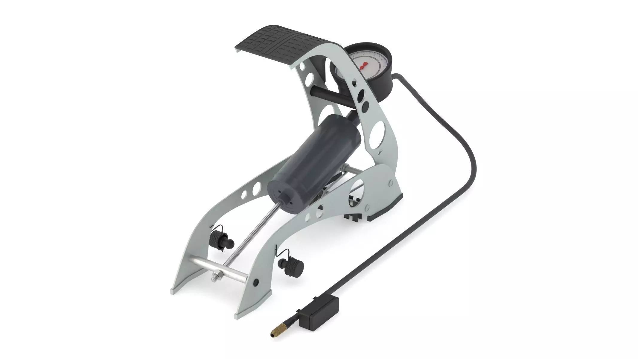 Garage Twin Barrel Foot Pump 3D model_4