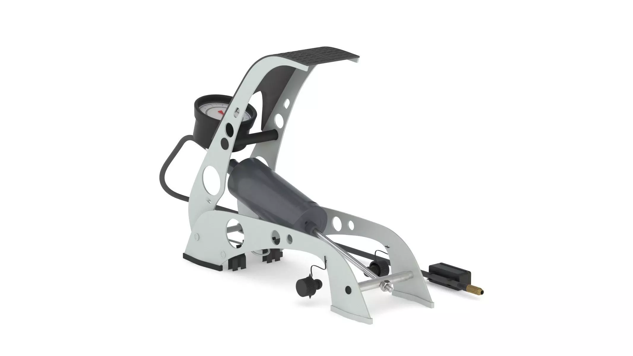 Garage Twin Barrel Foot Pump 3D model_3