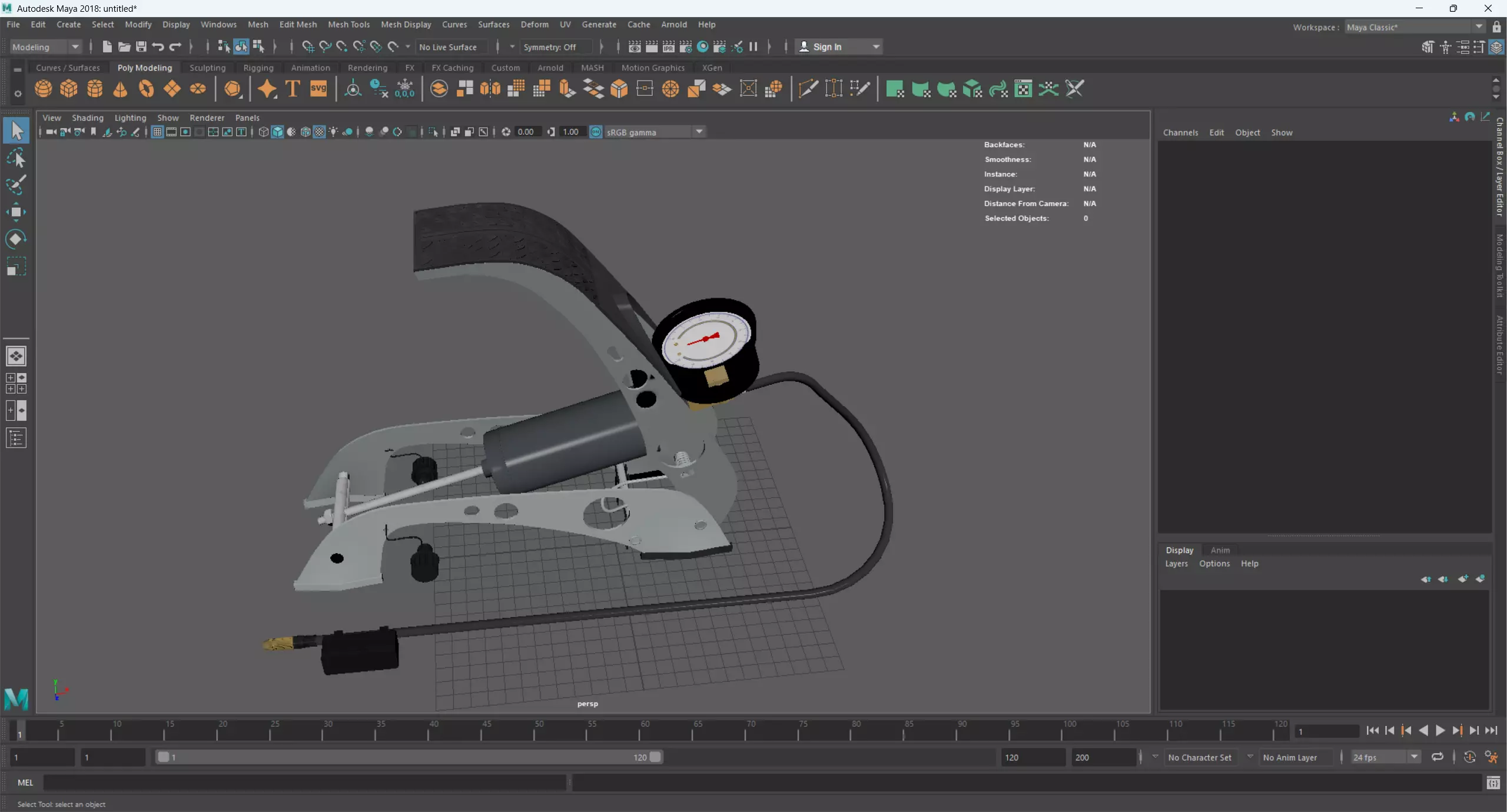Garage Twin Barrel Foot Pump 3D model_13