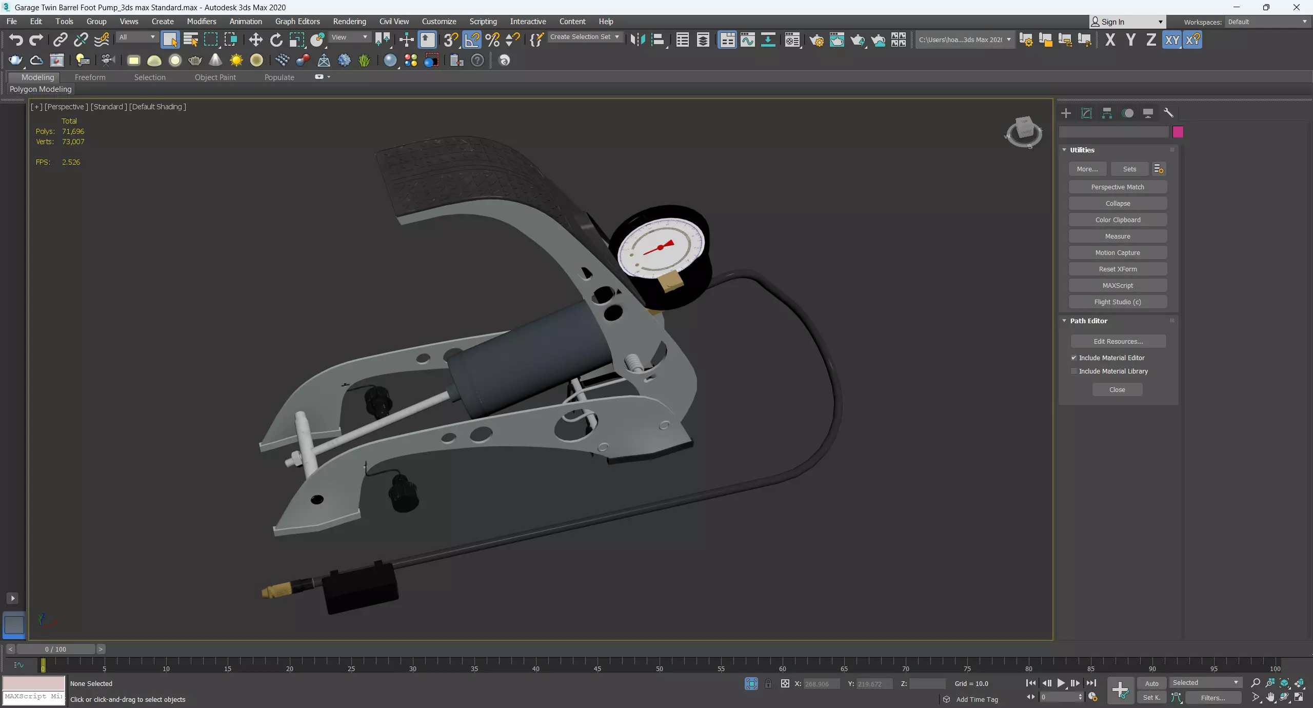 Garage Twin Barrel Foot Pump 3D model_11
