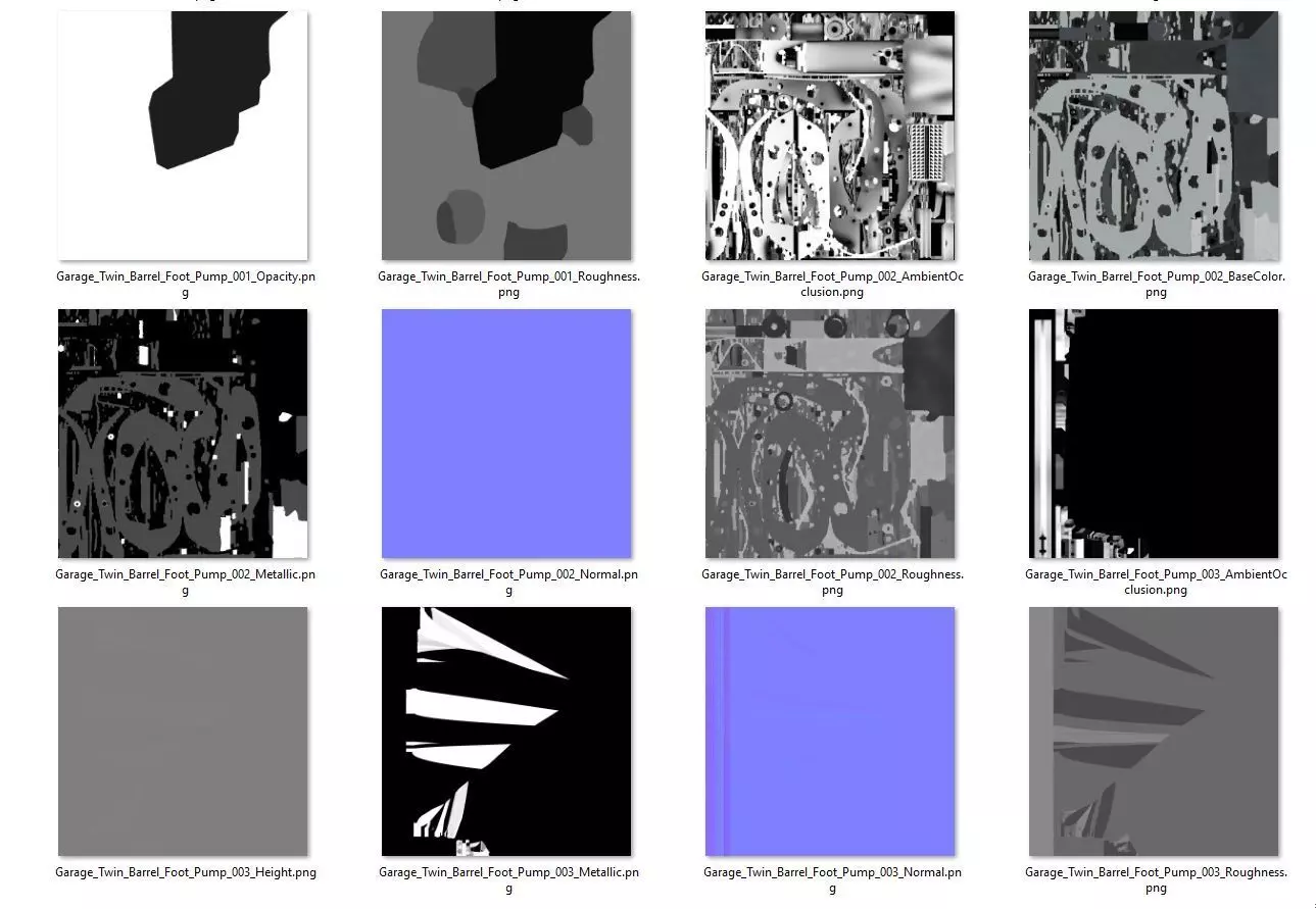 Garage Twin Barrel Foot Pump 3D model_10