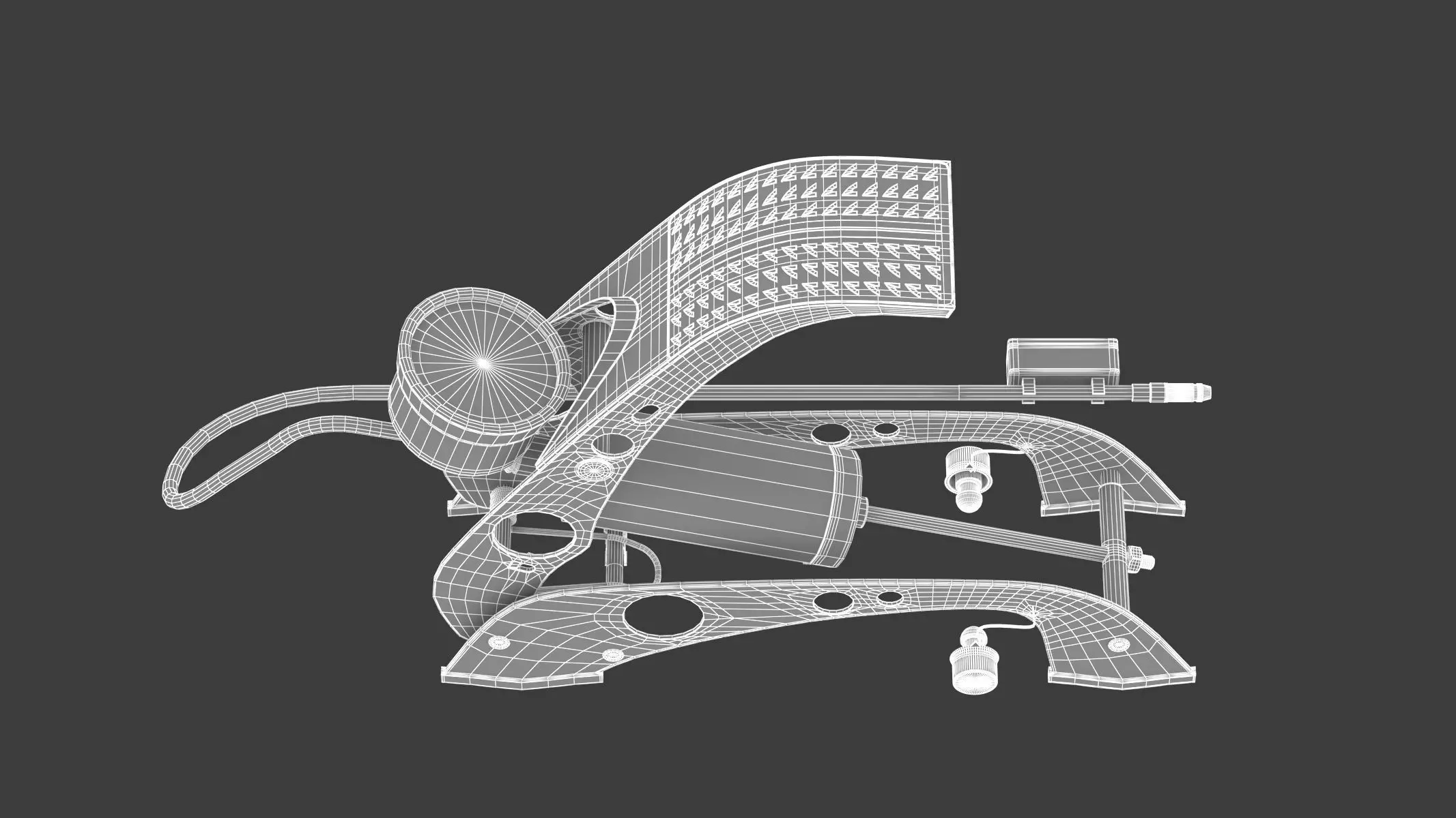 Garage Twin Barrel Foot Pump 3D model_16
