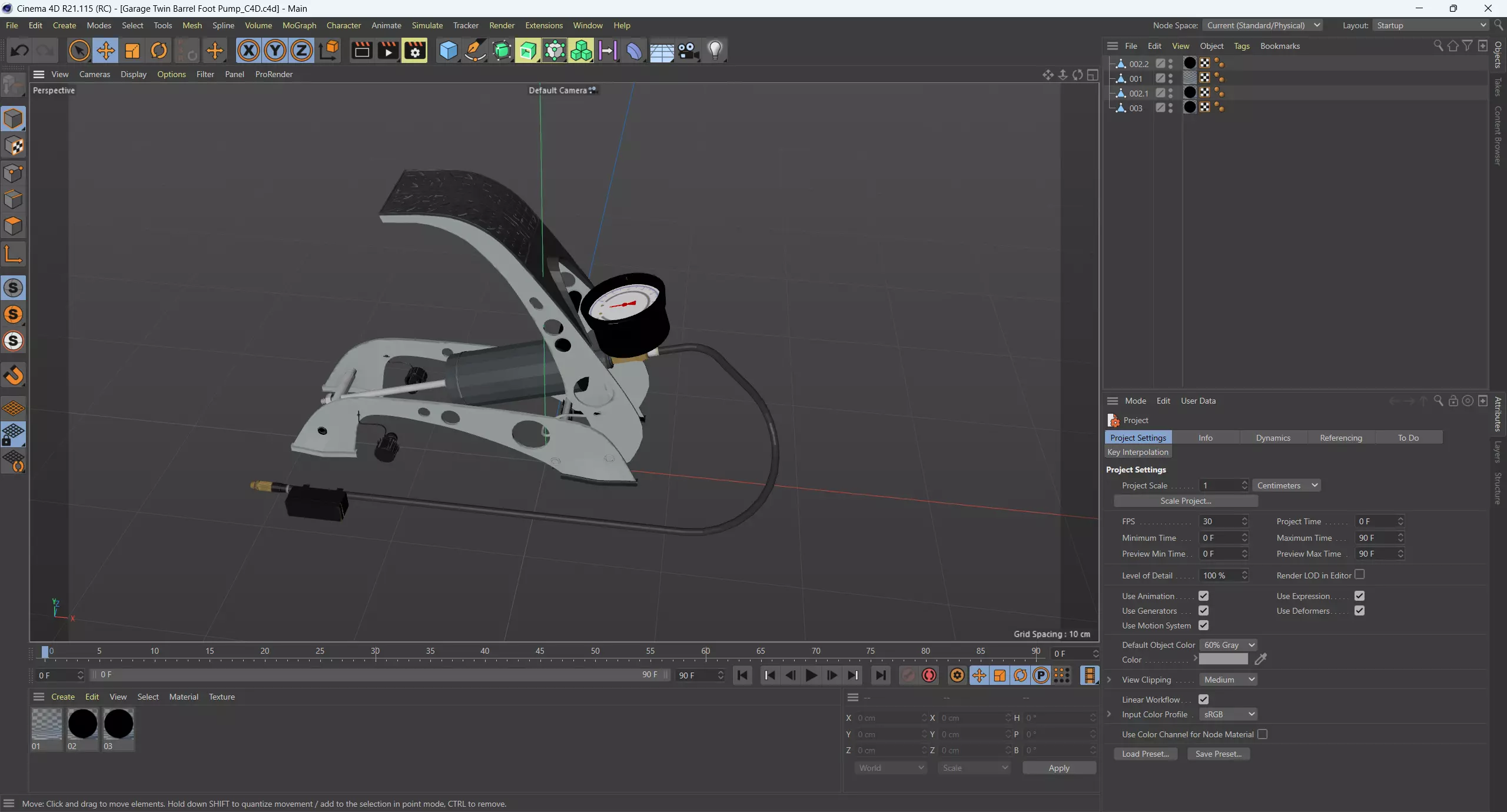 Garage Twin Barrel Foot Pump 3D model_14