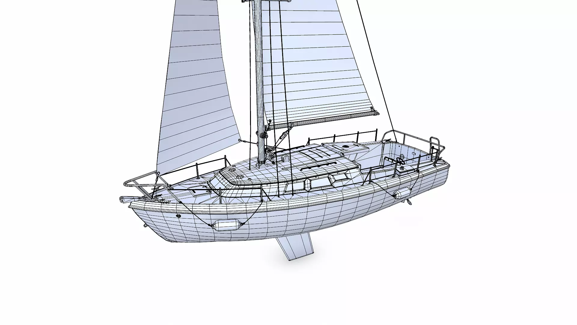 Sailing Yacht with Interior 02 Low-poly PBR Low-poly 3D model_31