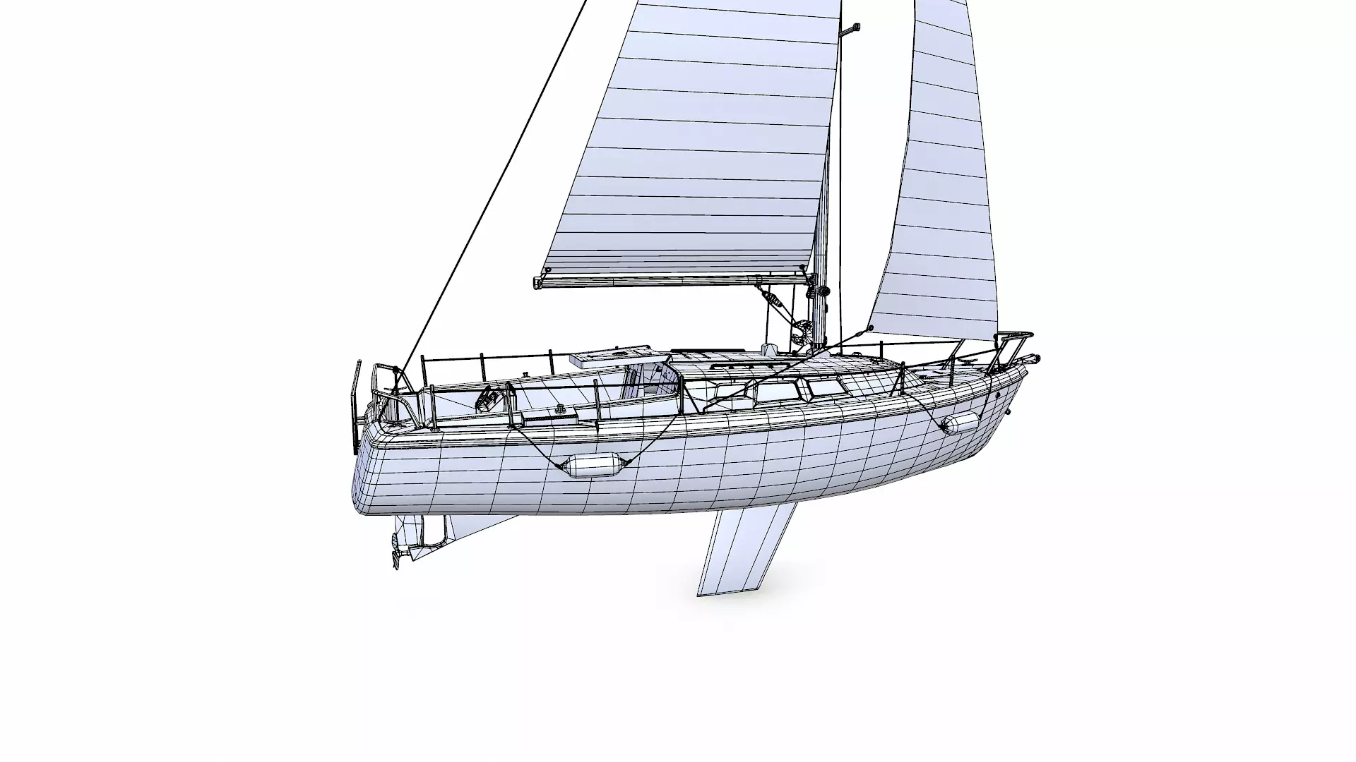 Sailing Yacht with Interior 02 Low-poly PBR Low-poly 3D model_33