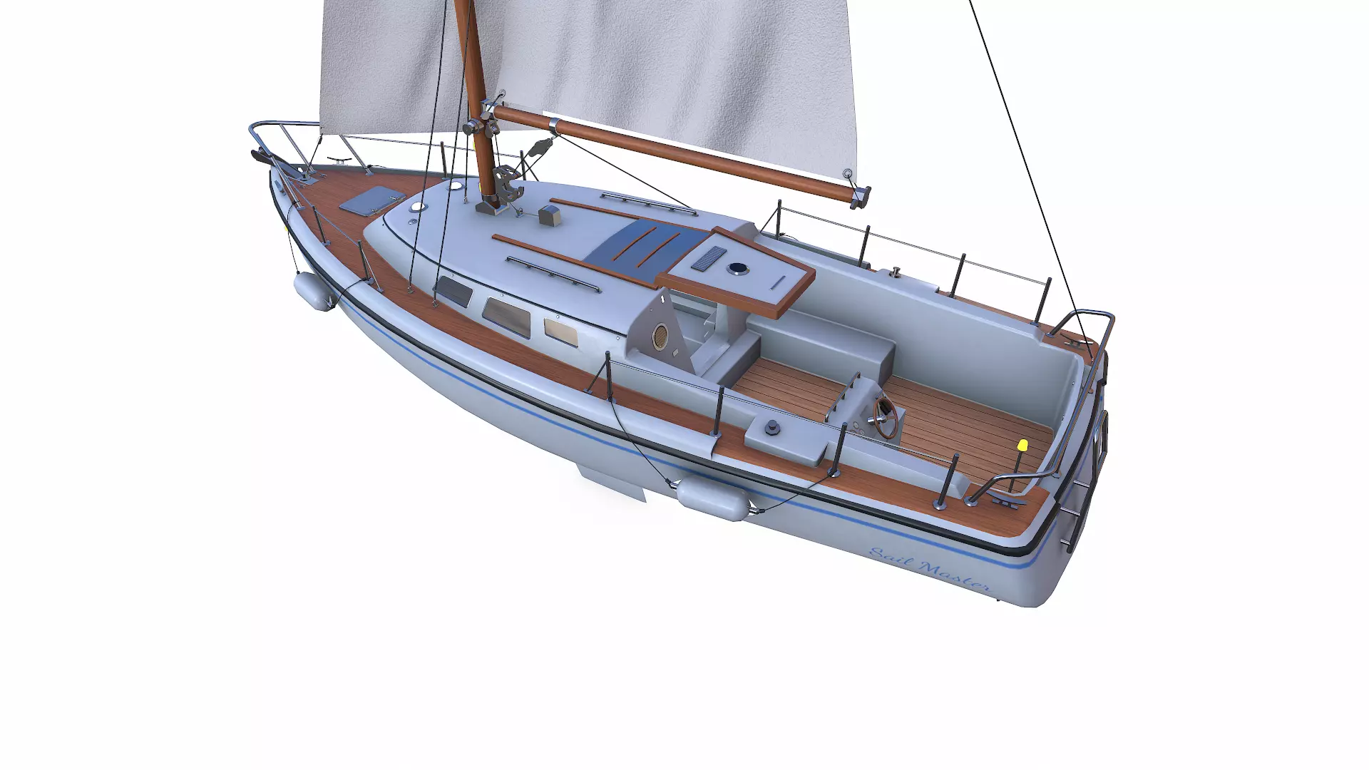 Sailing Yacht with Interior 02 Low-poly PBR Low-poly 3D model_8