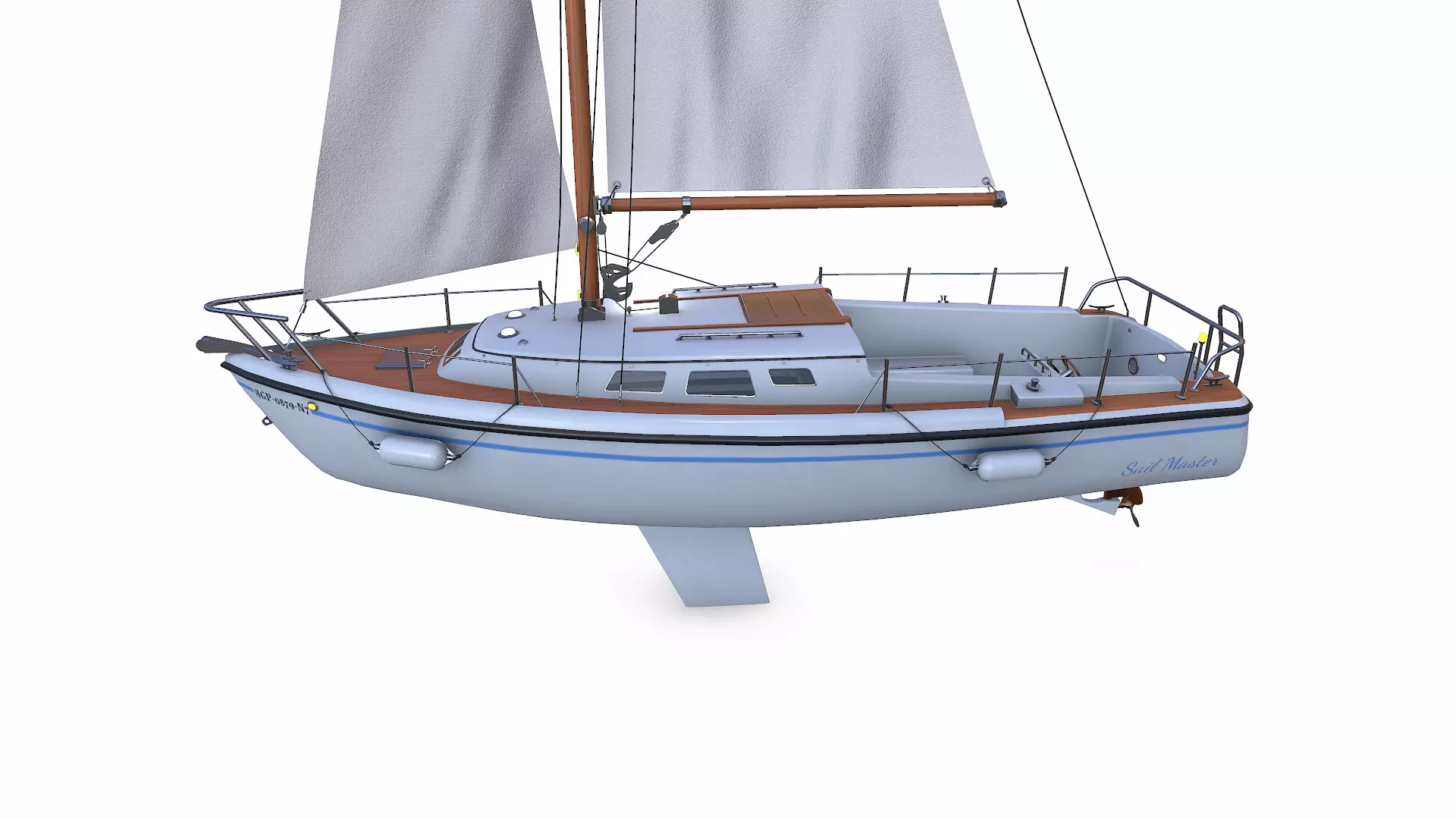 Sailing Yacht with Interior 02 Low-poly PBR Low-poly 3D model_6