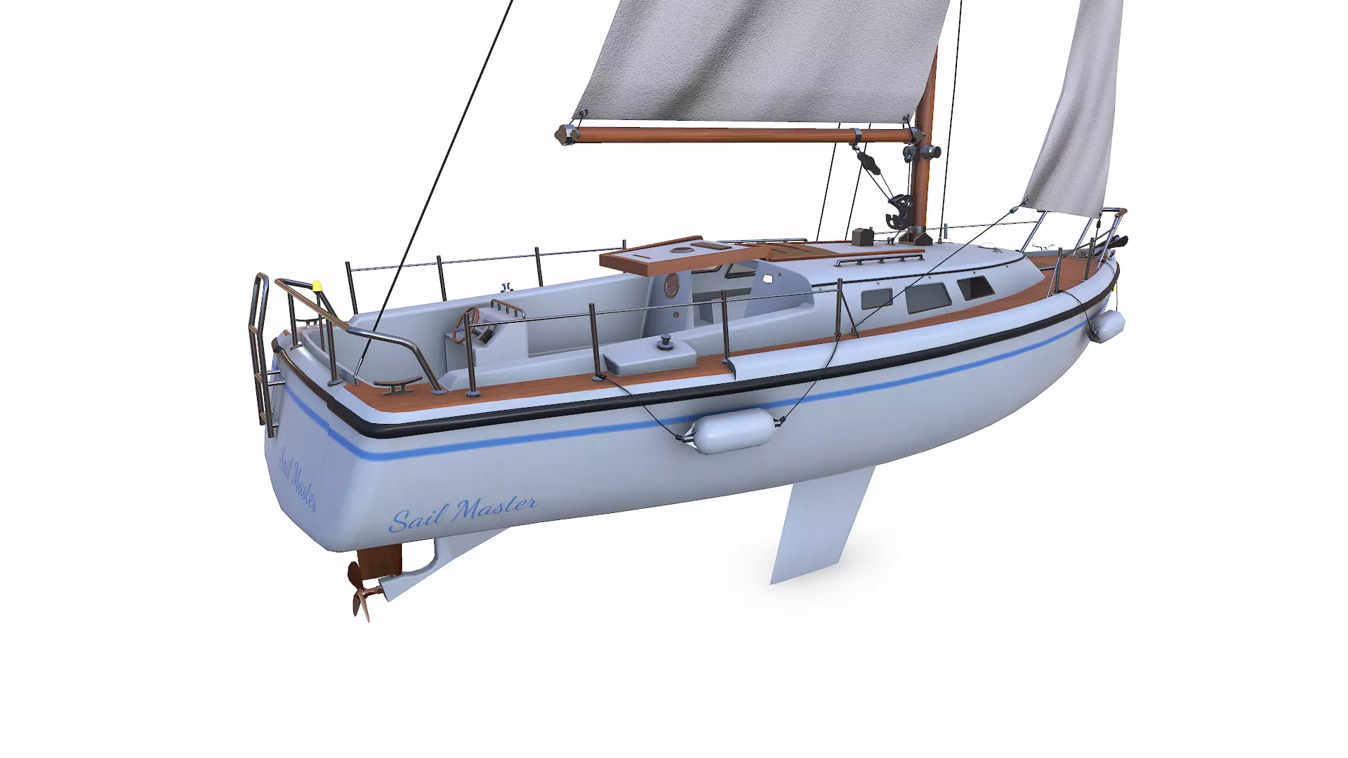 Sailing Yacht with Interior 02 Low-poly PBR Low-poly 3D model_11