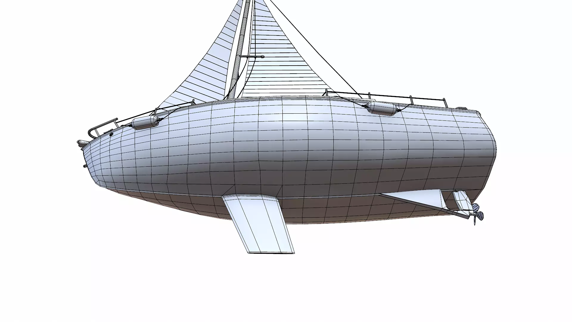 Sailing Yacht with Interior 02 Low-poly PBR Low-poly 3D model_37