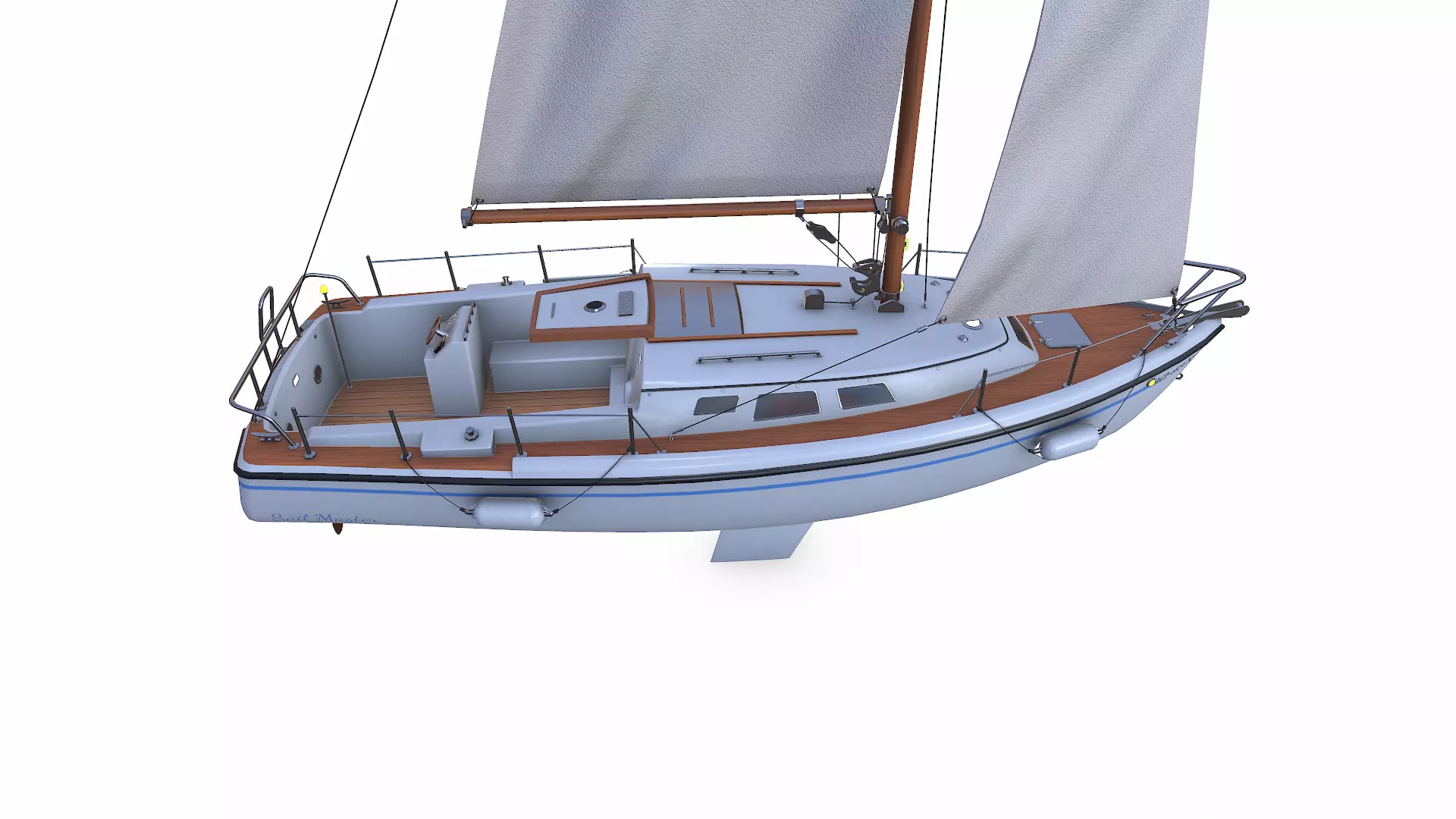 Sailing Yacht with Interior 02 Low-poly PBR Low-poly 3D model_13