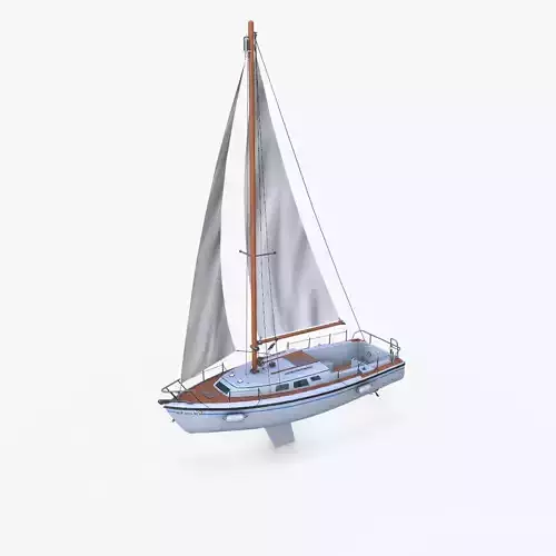 Sailing Yacht with Interior 02 Low-poly PBR