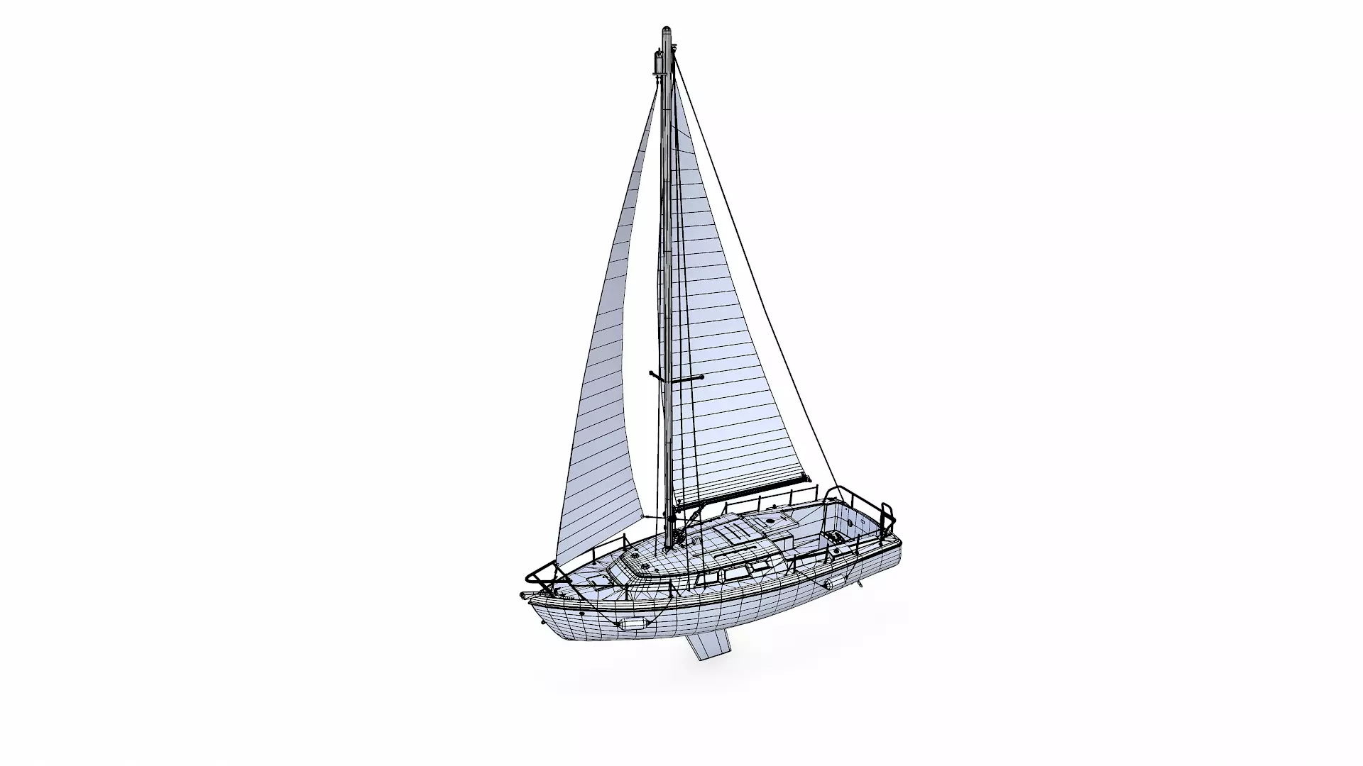 Sailing Yacht with Interior 02 Low-poly PBR Low-poly 3D model_32