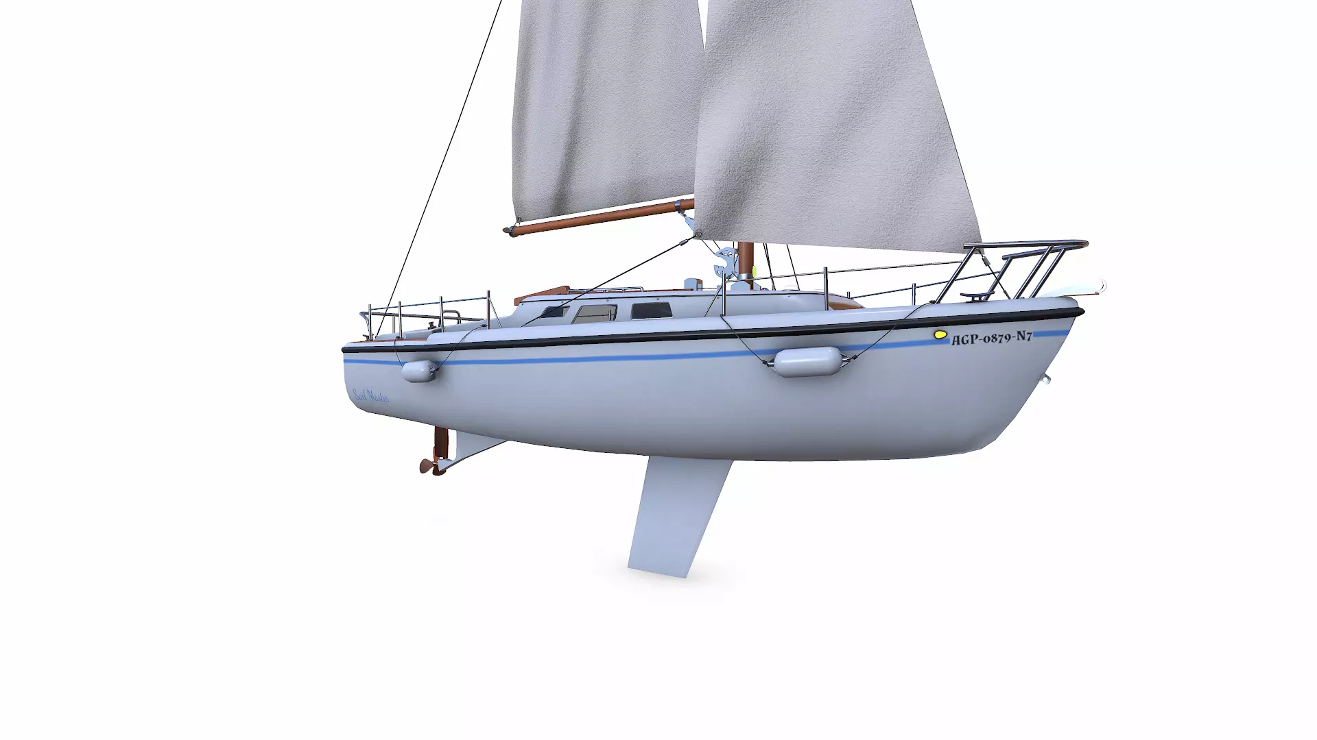 Sailing Yacht with Interior 02 Low-poly PBR Low-poly 3D model_14