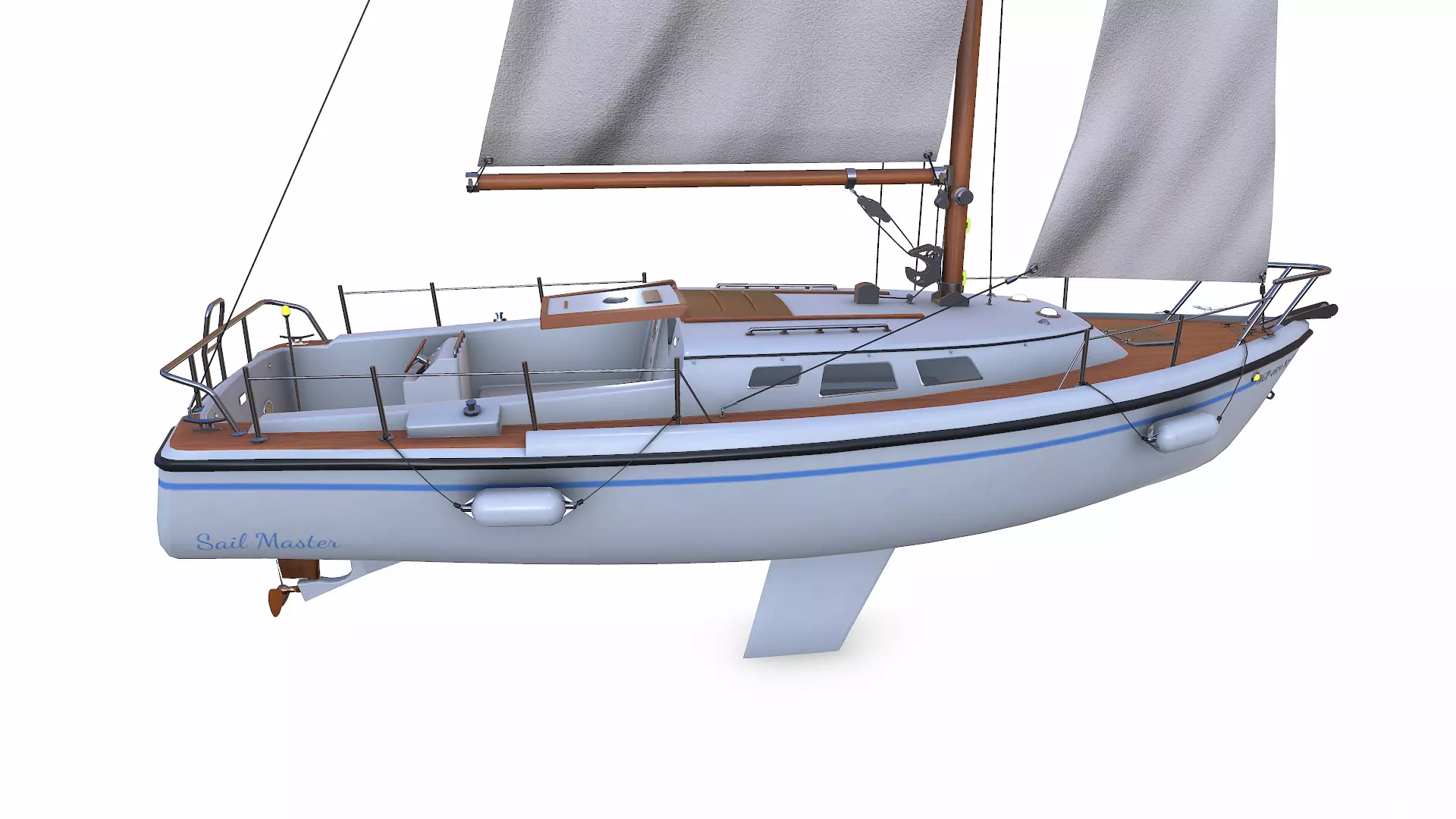 Sailing Yacht with Interior 02 Low-poly PBR Low-poly 3D model_12