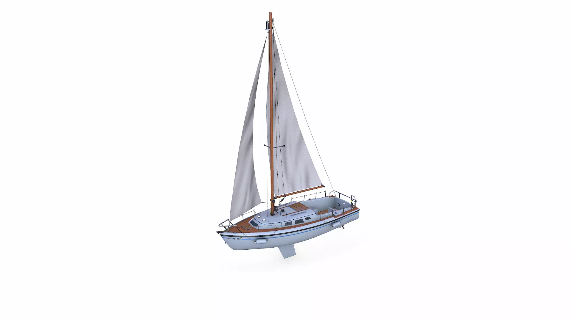 Sailing Yacht with Interior 02 Low-poly PBR Low-poly 3D model_4