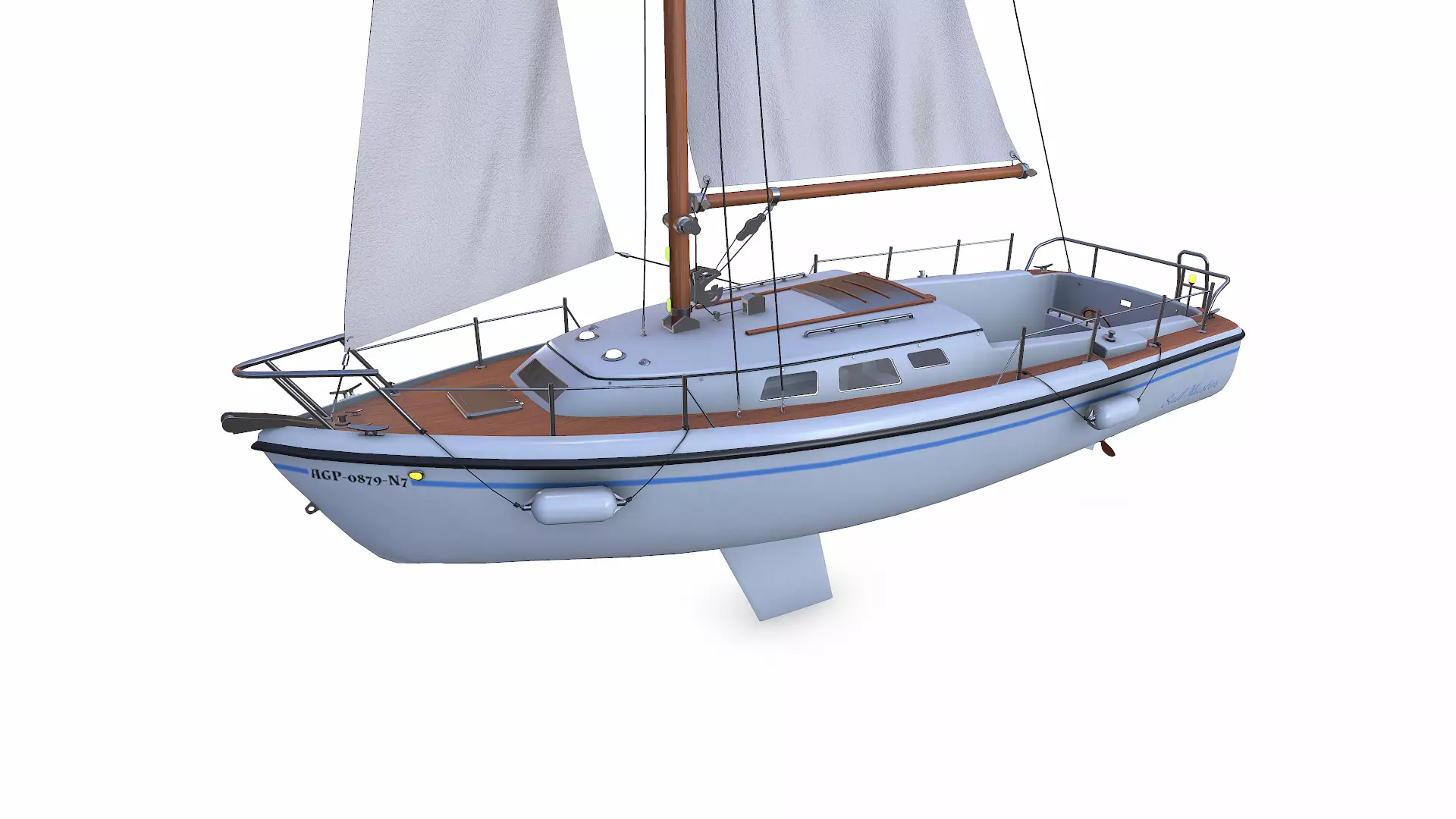 Sailing Yacht with Interior 02 Low-poly PBR Low-poly 3D model_3