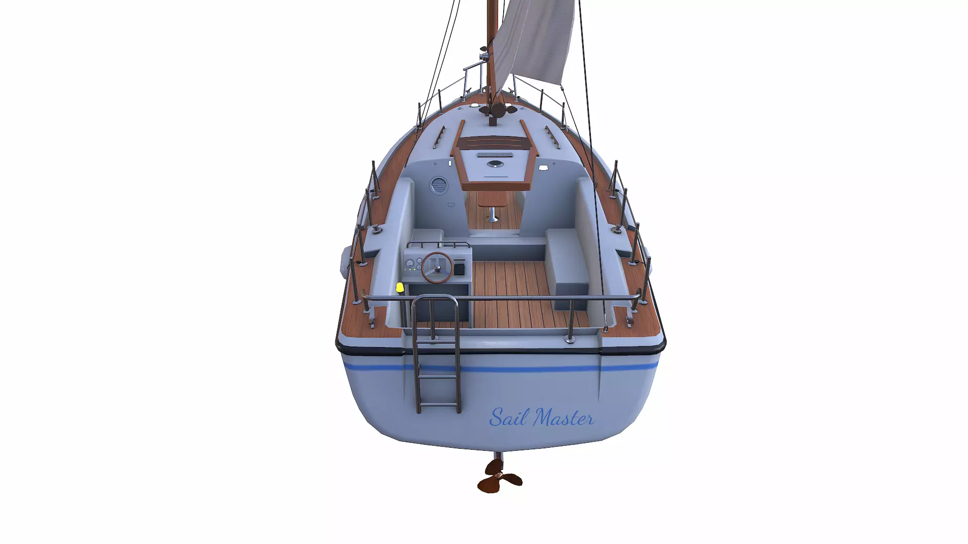 Sailing Yacht with Interior 02 Low-poly PBR Low-poly 3D model_10
