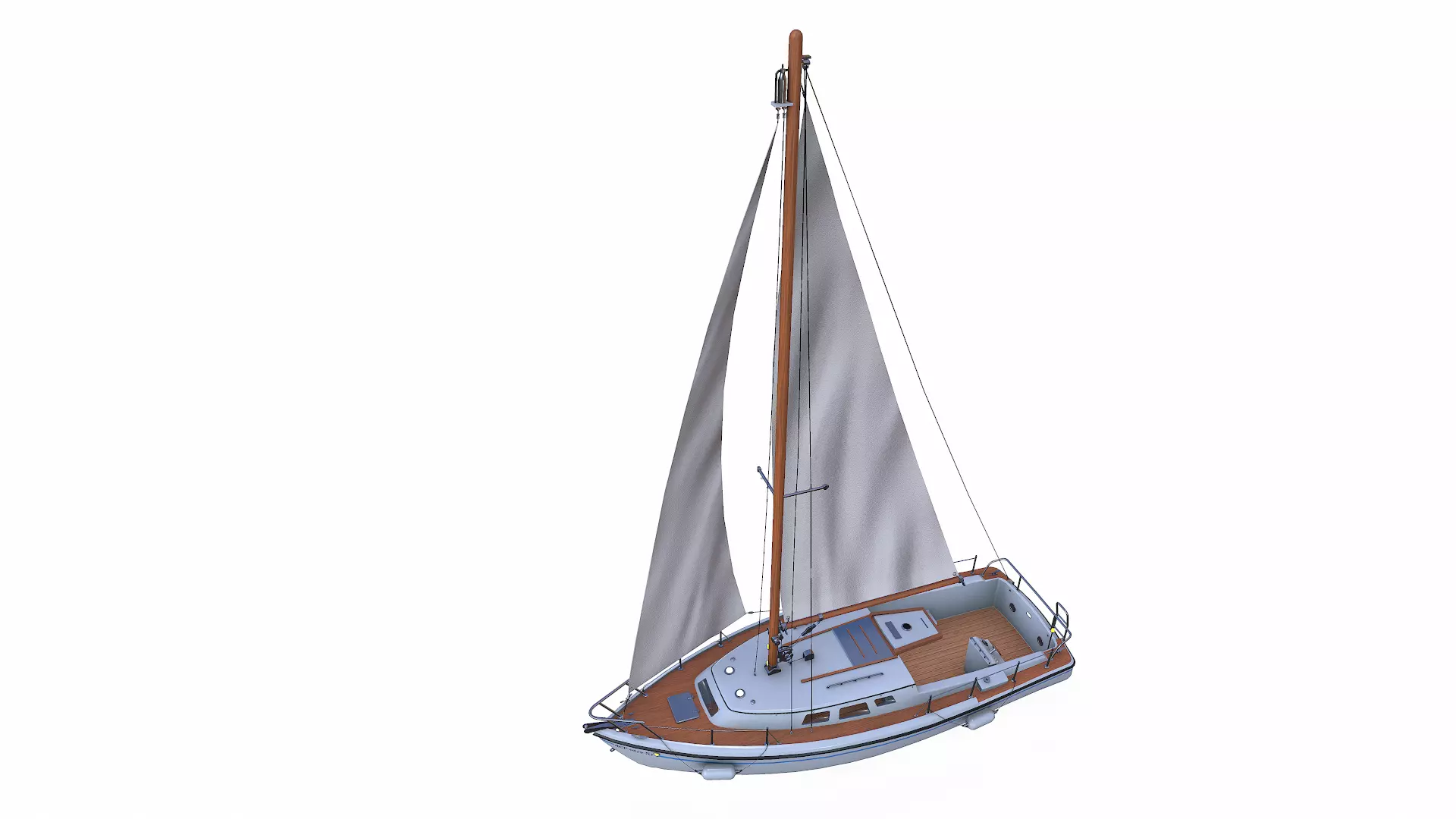 Sailing Yacht with Interior 02 Low-poly PBR Low-poly 3D model_19