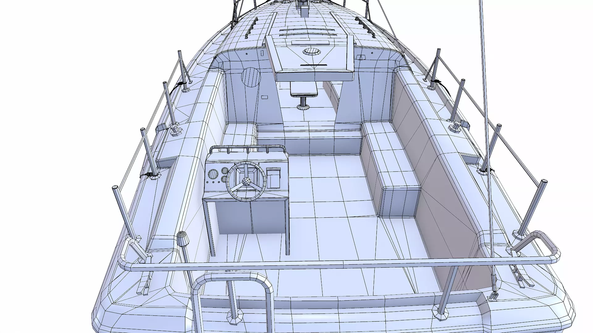 Sailing Yacht with Interior 02 Low-poly PBR Low-poly 3D model_34
