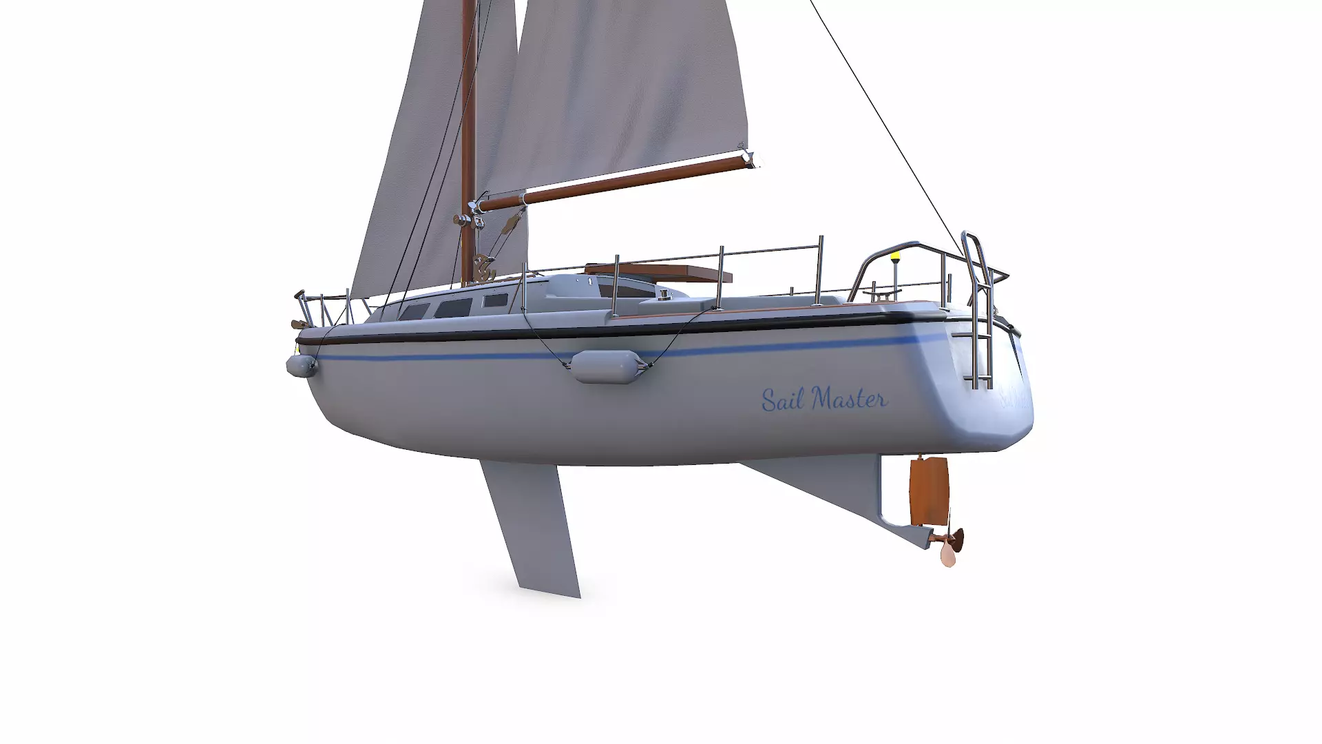 Sailing Yacht with Interior 02 Low-poly PBR Low-poly 3D model_9