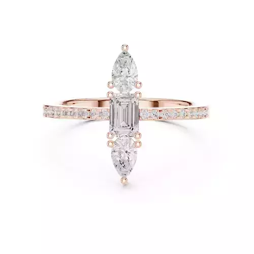 Emerald and Pear Diamond Engagement Ring 3DM STL Video