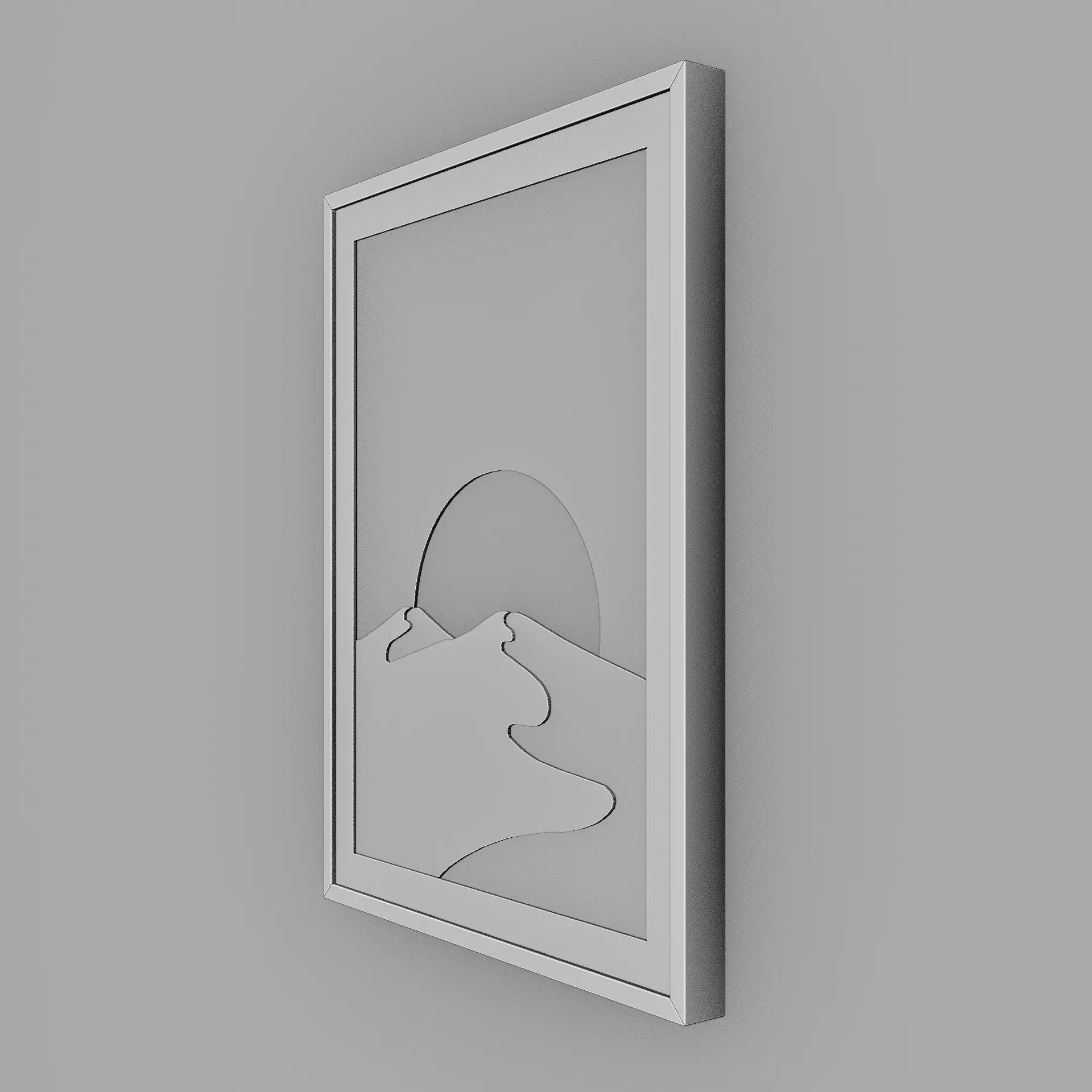 Minimalist Desert Sunset Layered Wall Art - 3D Print Decor  3D print model_6