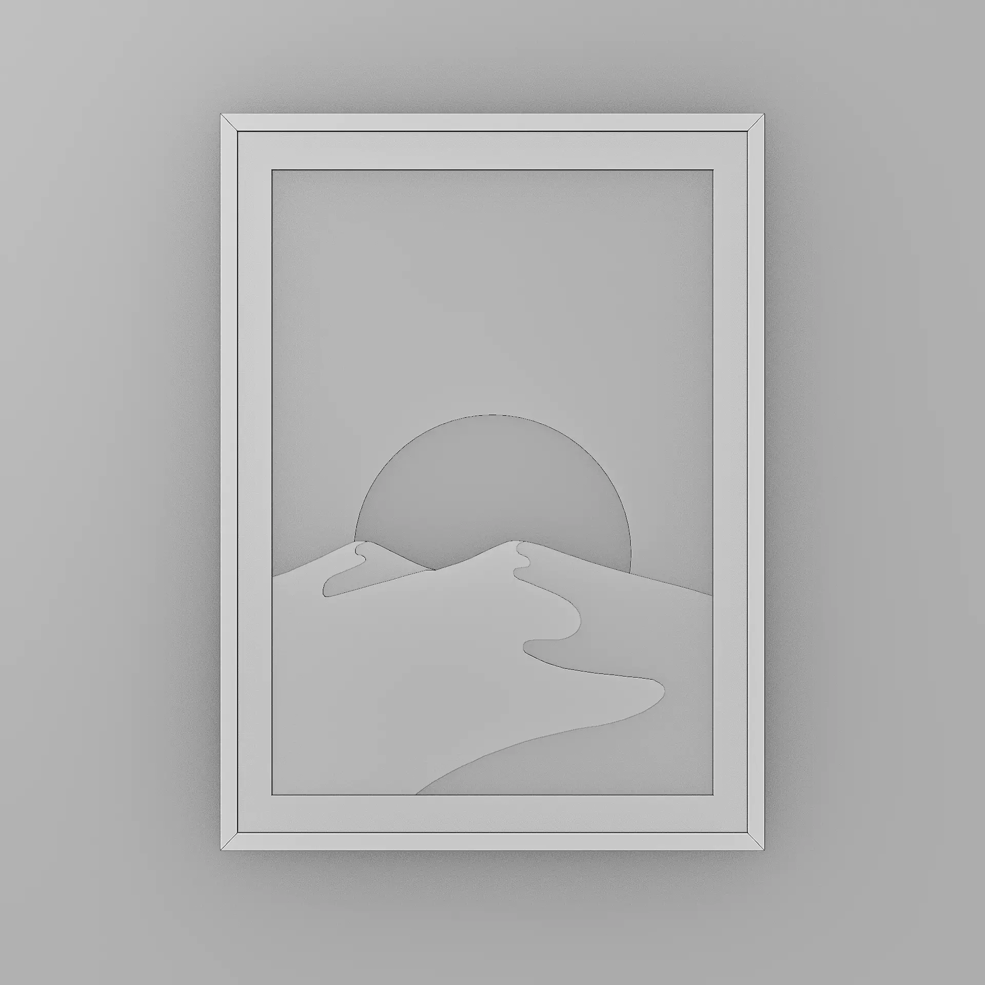 Minimalist Desert Sunset Layered Wall Art - 3D Print Decor  3D print model_5