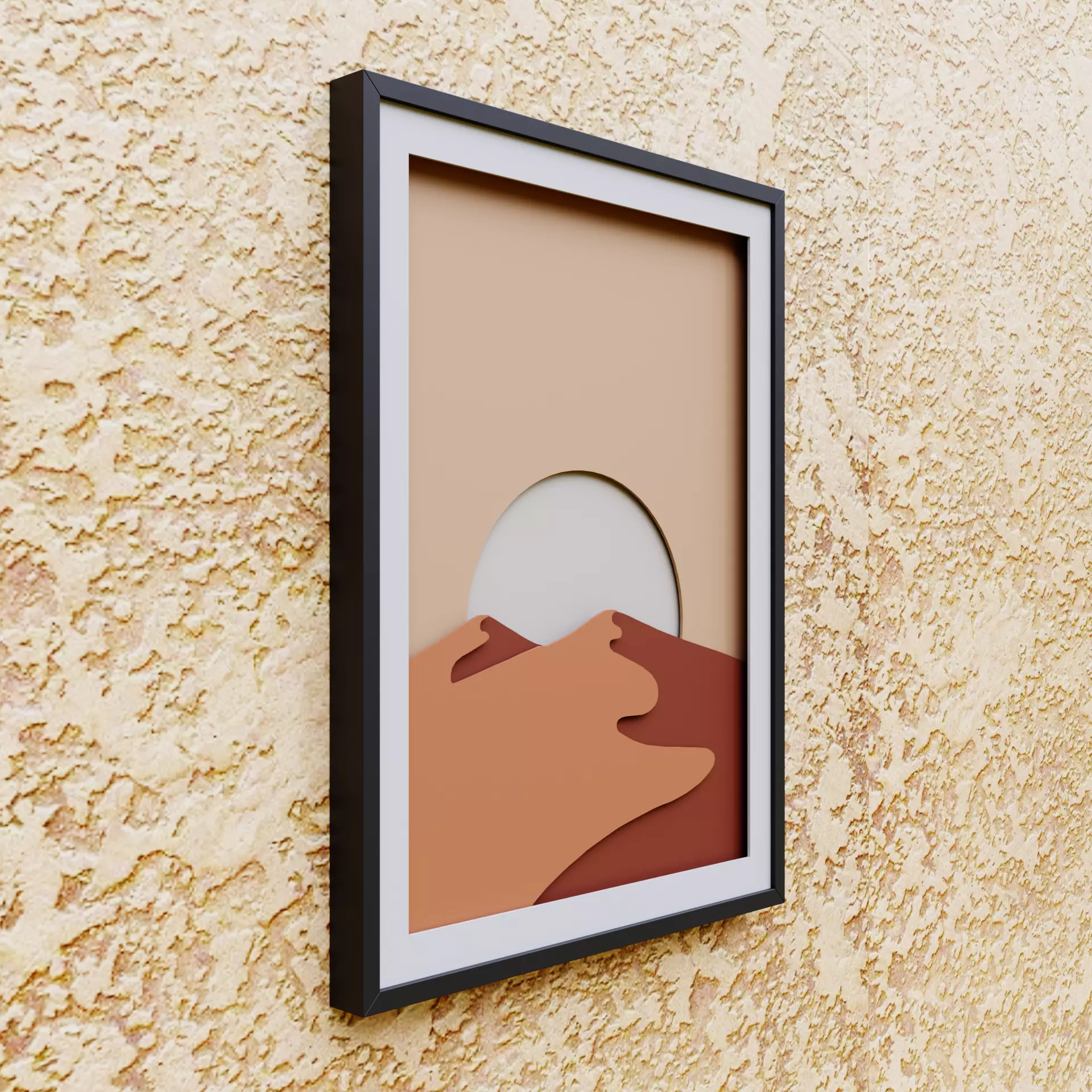Minimalist Desert Sunset Layered Wall Art - 3D Print Decor  3D print model_3