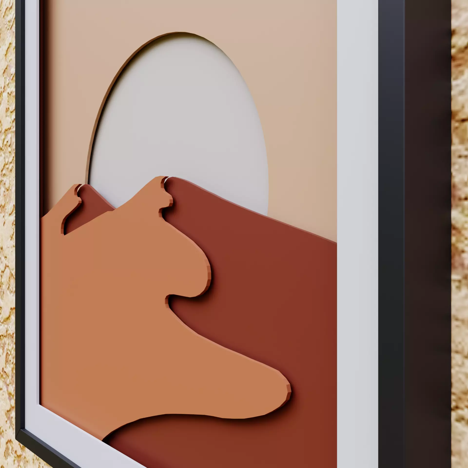 Minimalist Desert Sunset Layered Wall Art - 3D Print Decor  3D print model_1