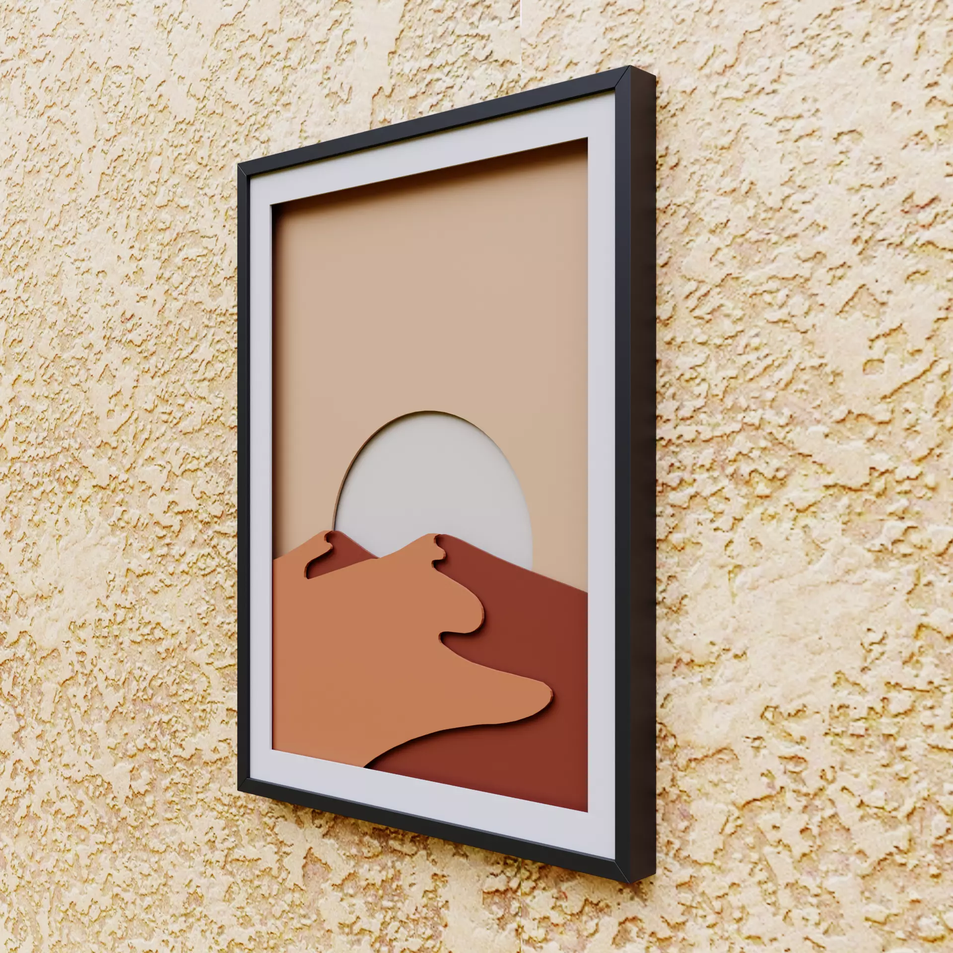 Minimalist Desert Sunset Layered Wall Art - 3D Print Decor  3D print model_2
