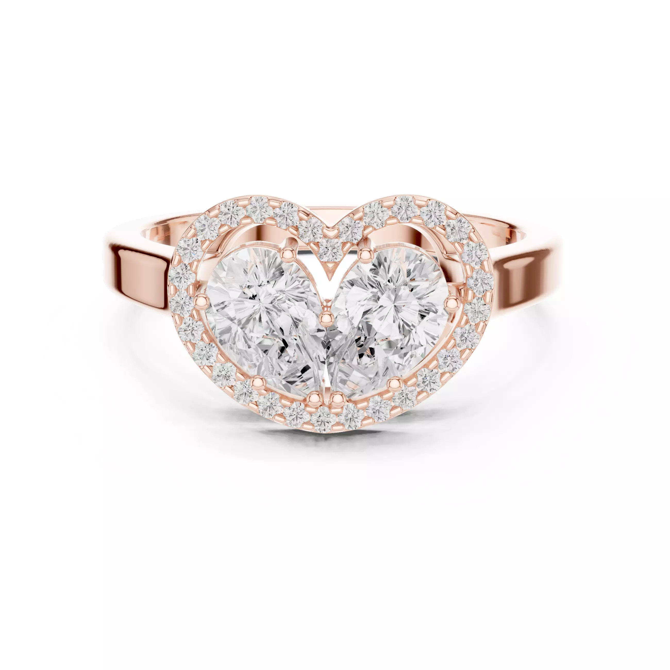 Two Pear Diamond Halo Forming Heart Shape Ring 3DM STL Video 3D print model