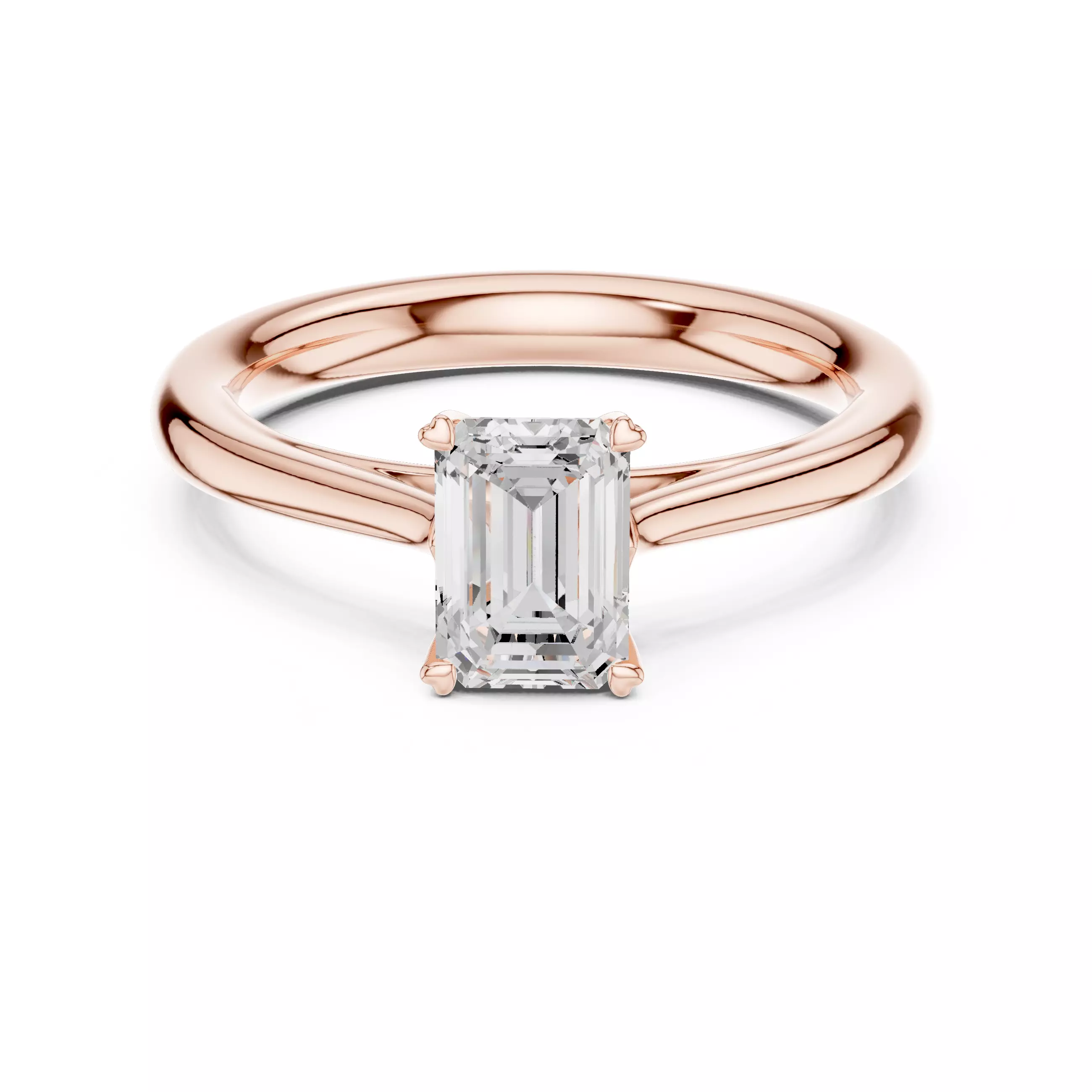 Solitaire 1ct Emerald Cut Diamond Wedding Ring 3DM STL Video 3D print model