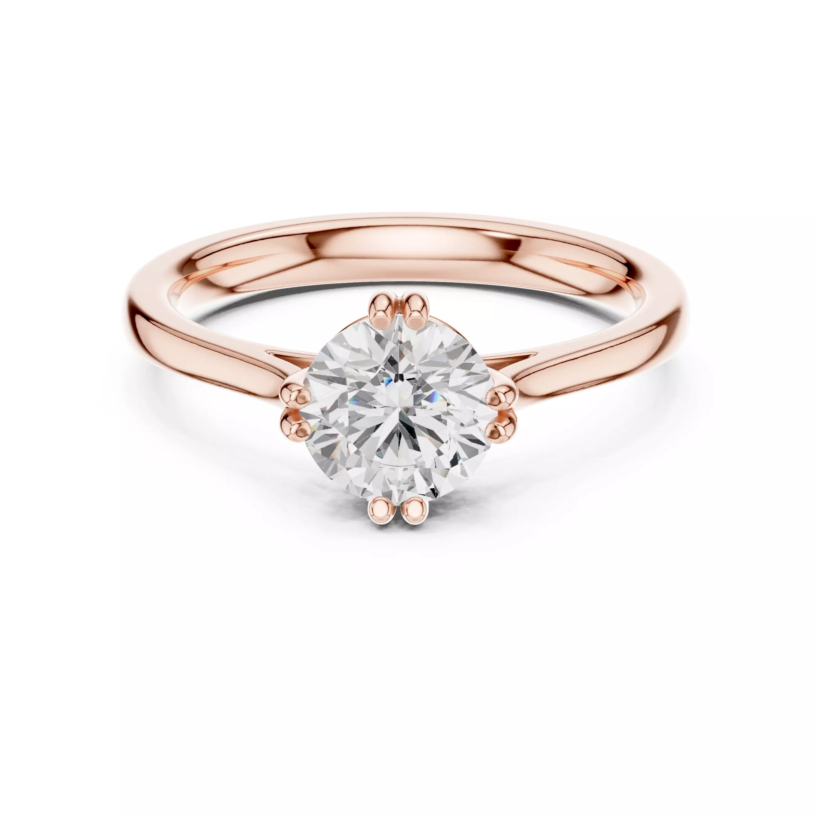 Solitaire 1CT Round Cut Double Compass Claw Prong Ring 3D print model