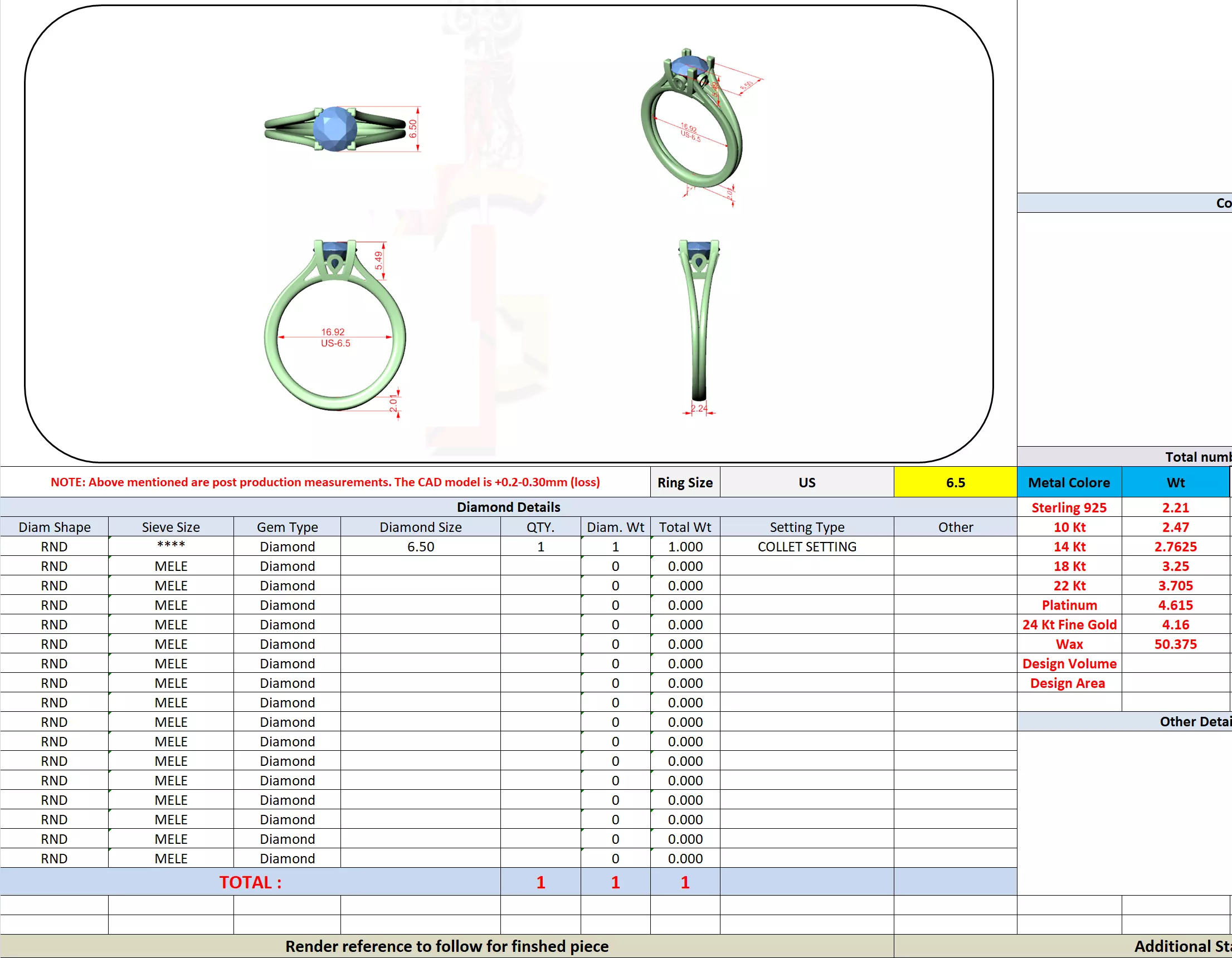 1Ct Solitaire Round Cut Split Shank Wedding Ring 3DM STL Video 3D print model_13