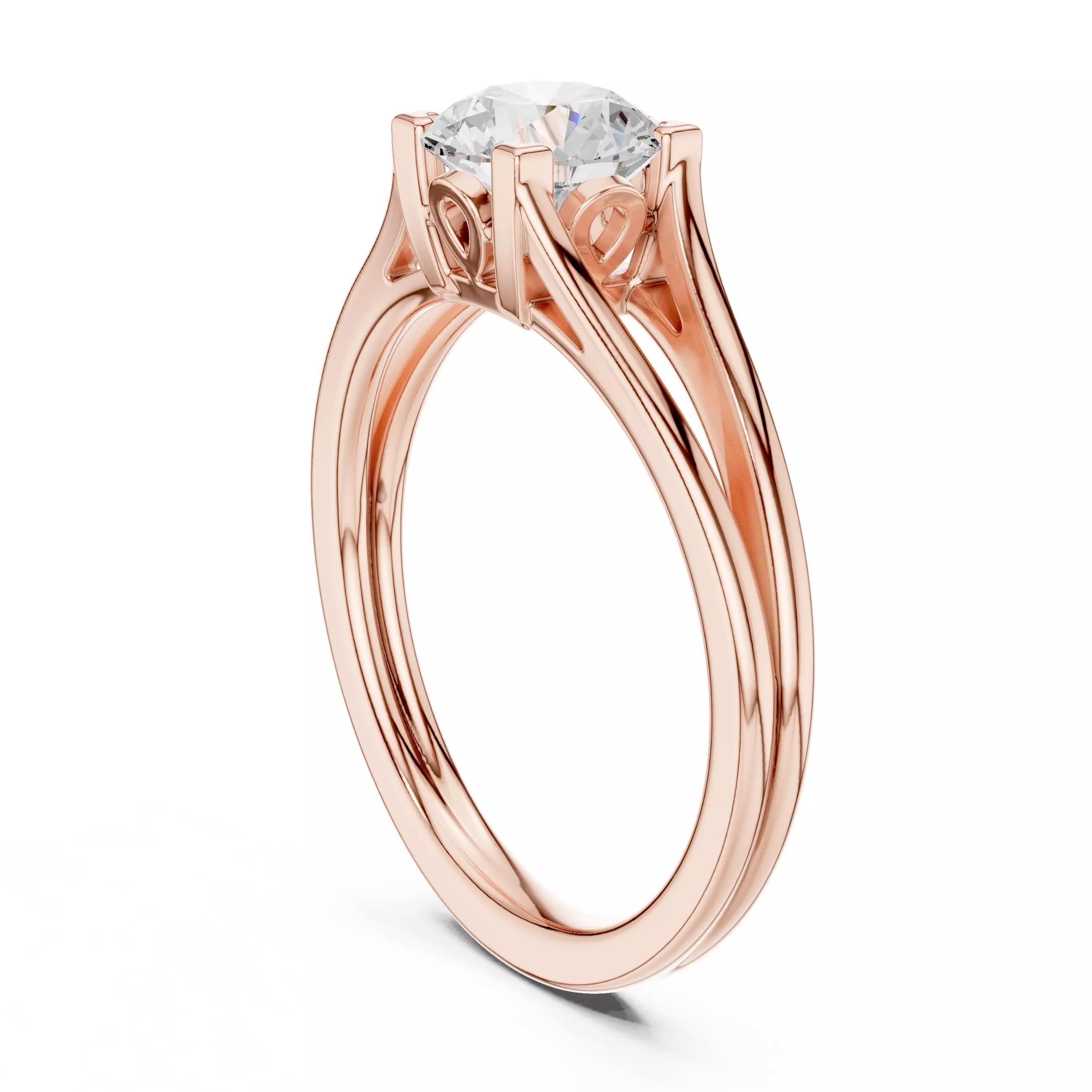 1Ct Solitaire Round Cut Split Shank Wedding Ring 3DM STL Video 3D print model_3