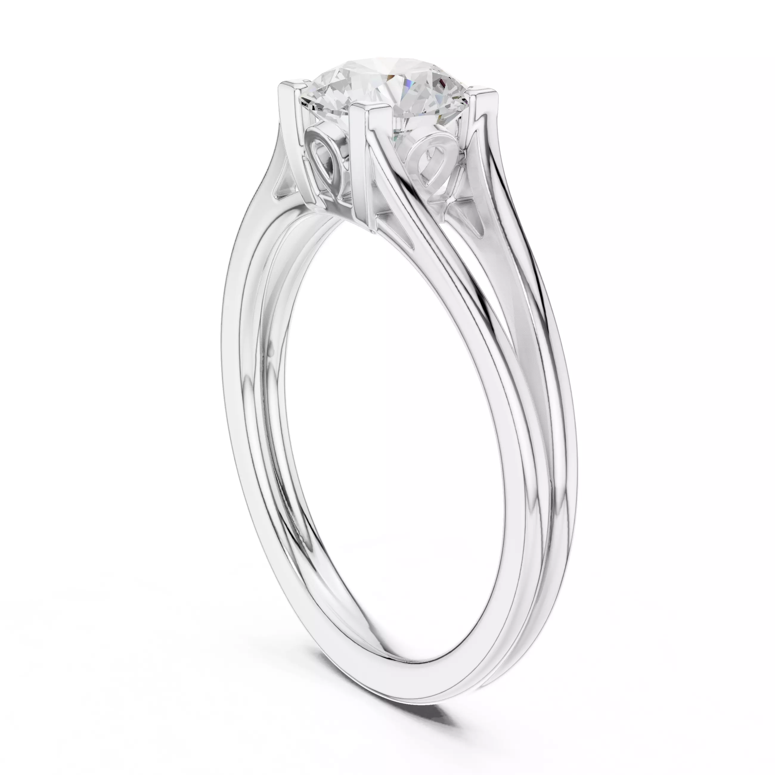 1Ct Solitaire Round Cut Split Shank Wedding Ring 3DM STL Video 3D print model_9