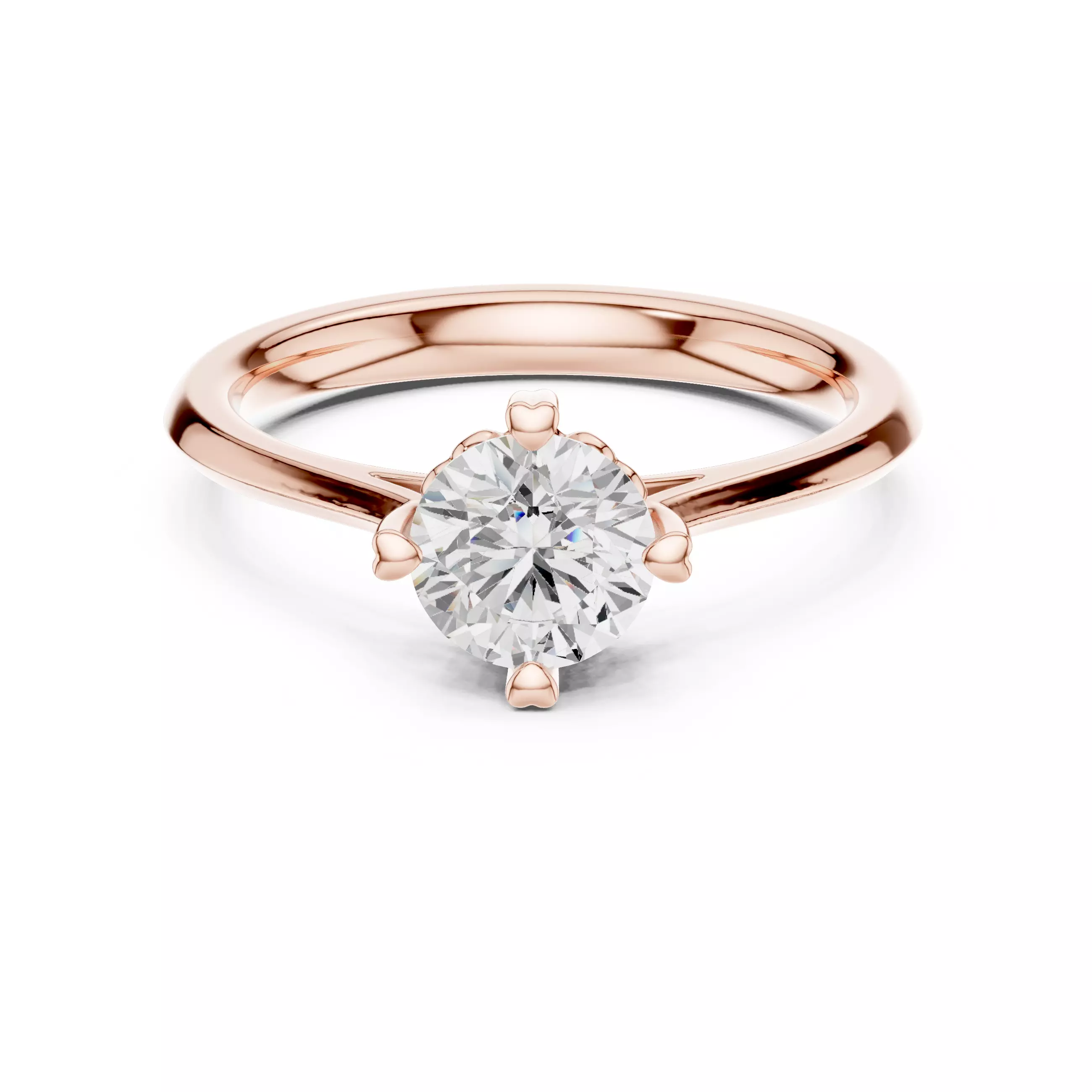 Solitaire 6mm Round Cut Compass Prong Engagement Ring File Video 3D print model