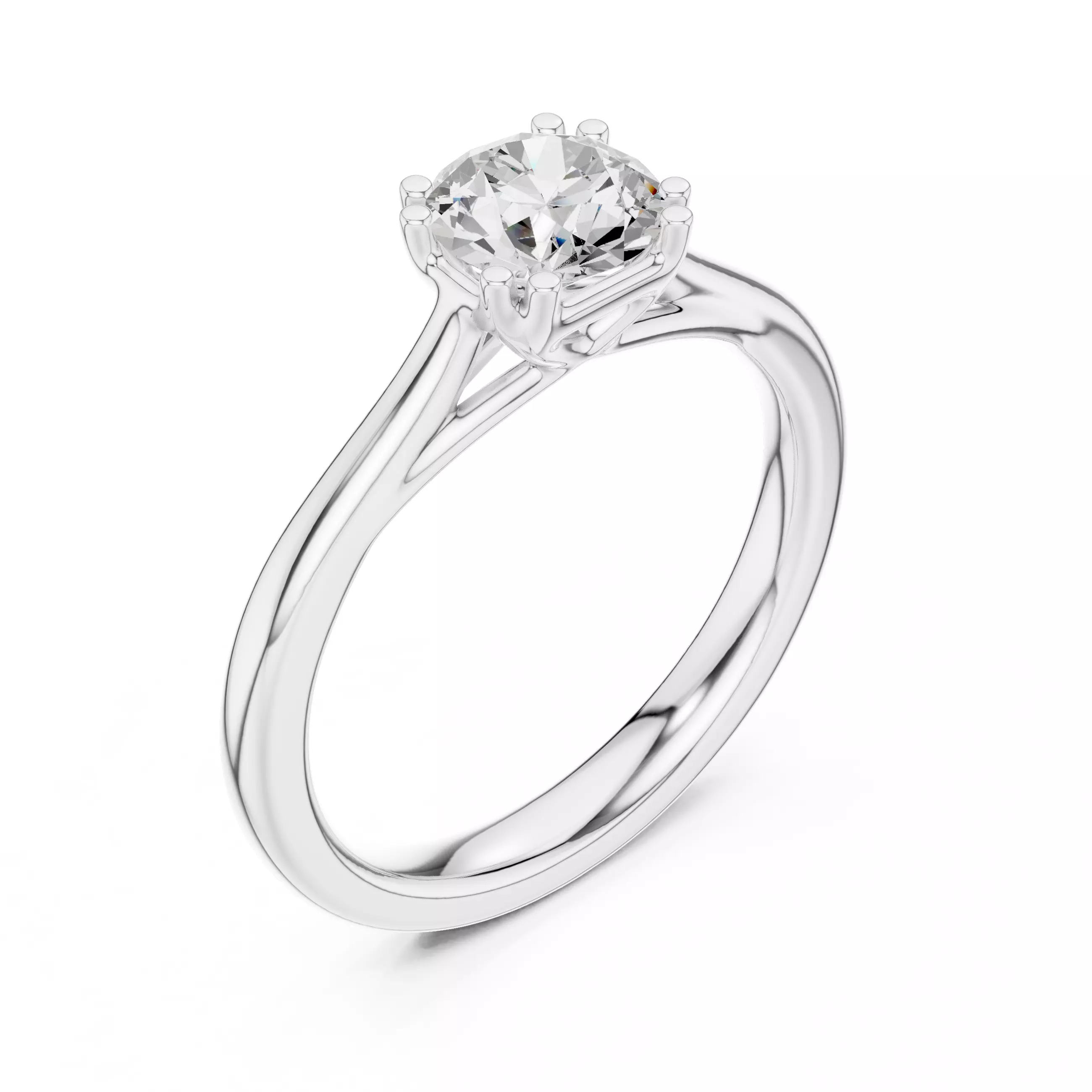 Solitaire Round Cut Double Prong Wedding Ring 3DM STL Video 3D print model_10