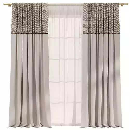 Combined curtains with geometric pattern