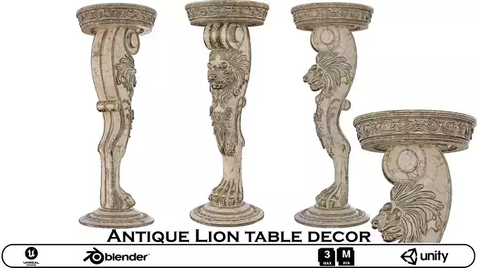 Antique Lion Table Leg - Ornate Classical Decor 3D Model