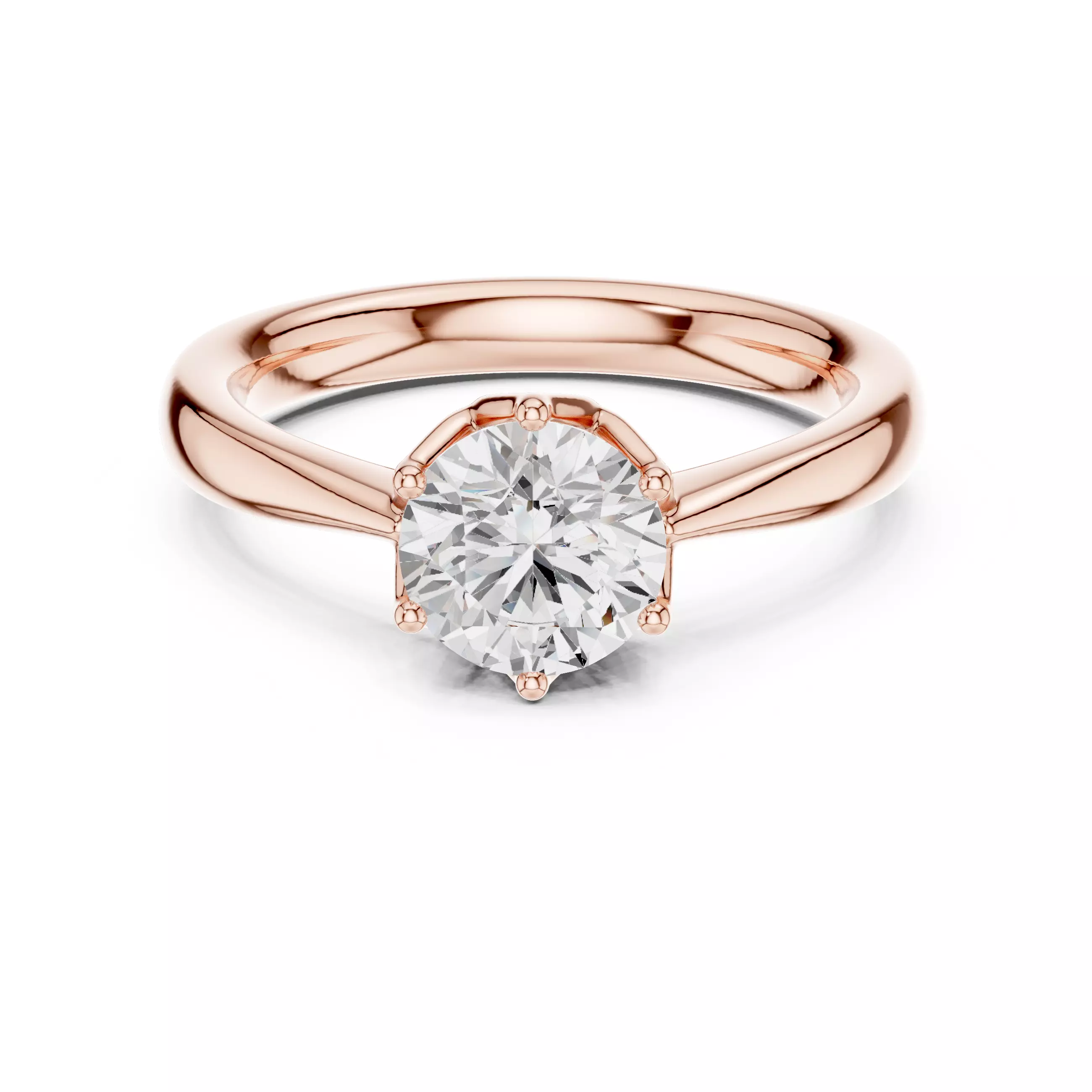 Solitaire Round Cut Six Tulip Prong Wedding Ring 3DM STL Video 3D print model