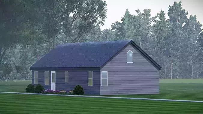Barndominium Tiny House Exterior  Compact Barn Style Modern Home 3D model