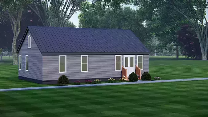 Barndominium Tiny House Exterior  Compact Barn Style Modern Home 3D model