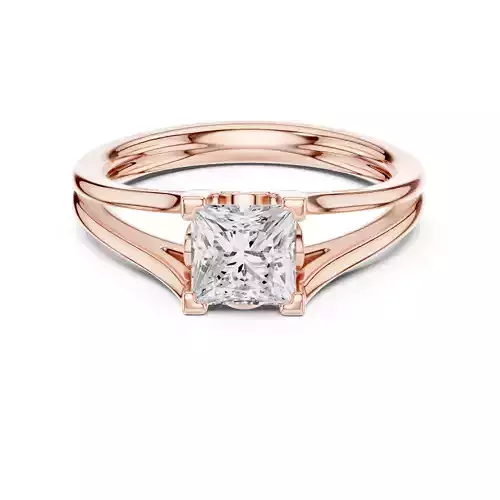 Solitaire Princess Cut Split Shank Engagement Ring 3DM STL Video